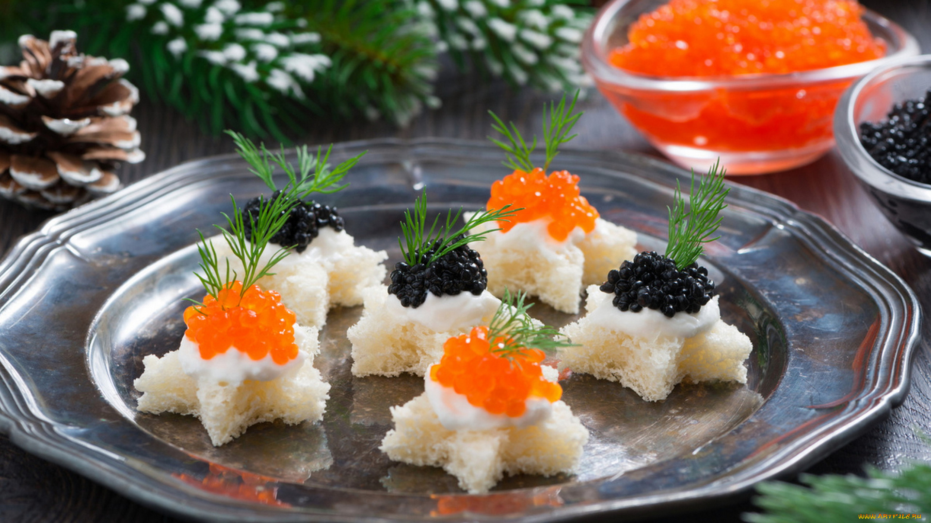 еда, икра, хлеб, укроп, черная, красная, деликатес