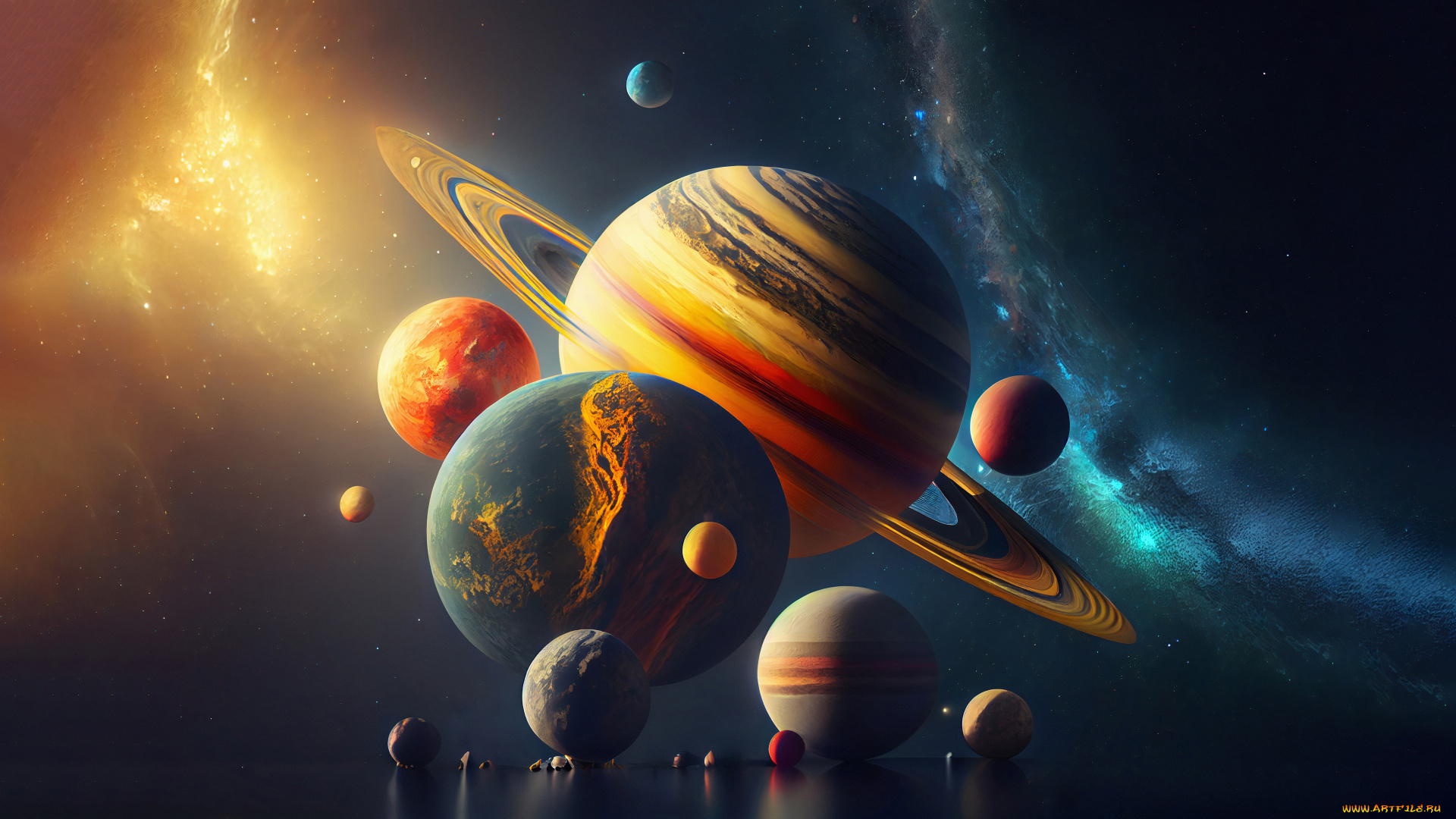 космос, арт, планеты
