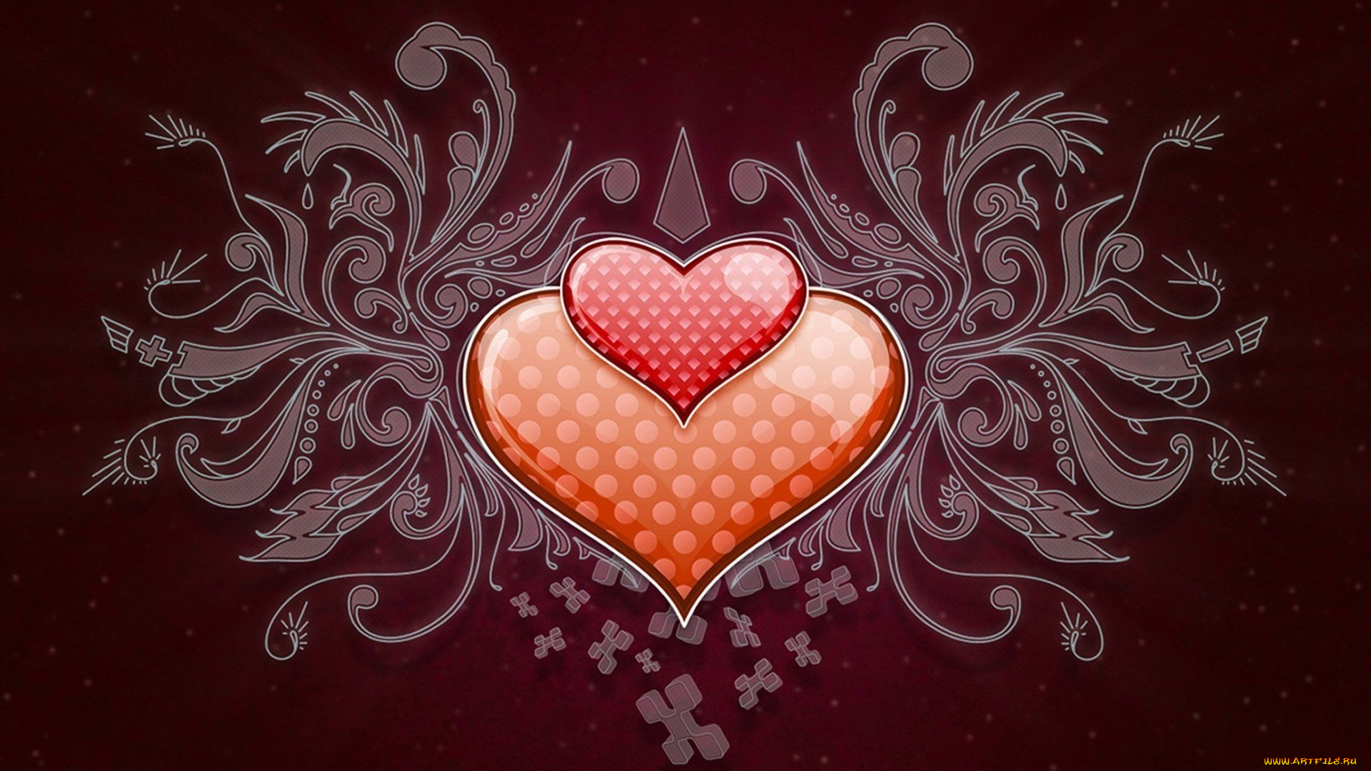 векторная, графика, сердечки, , hearts, сердечки, орнамент