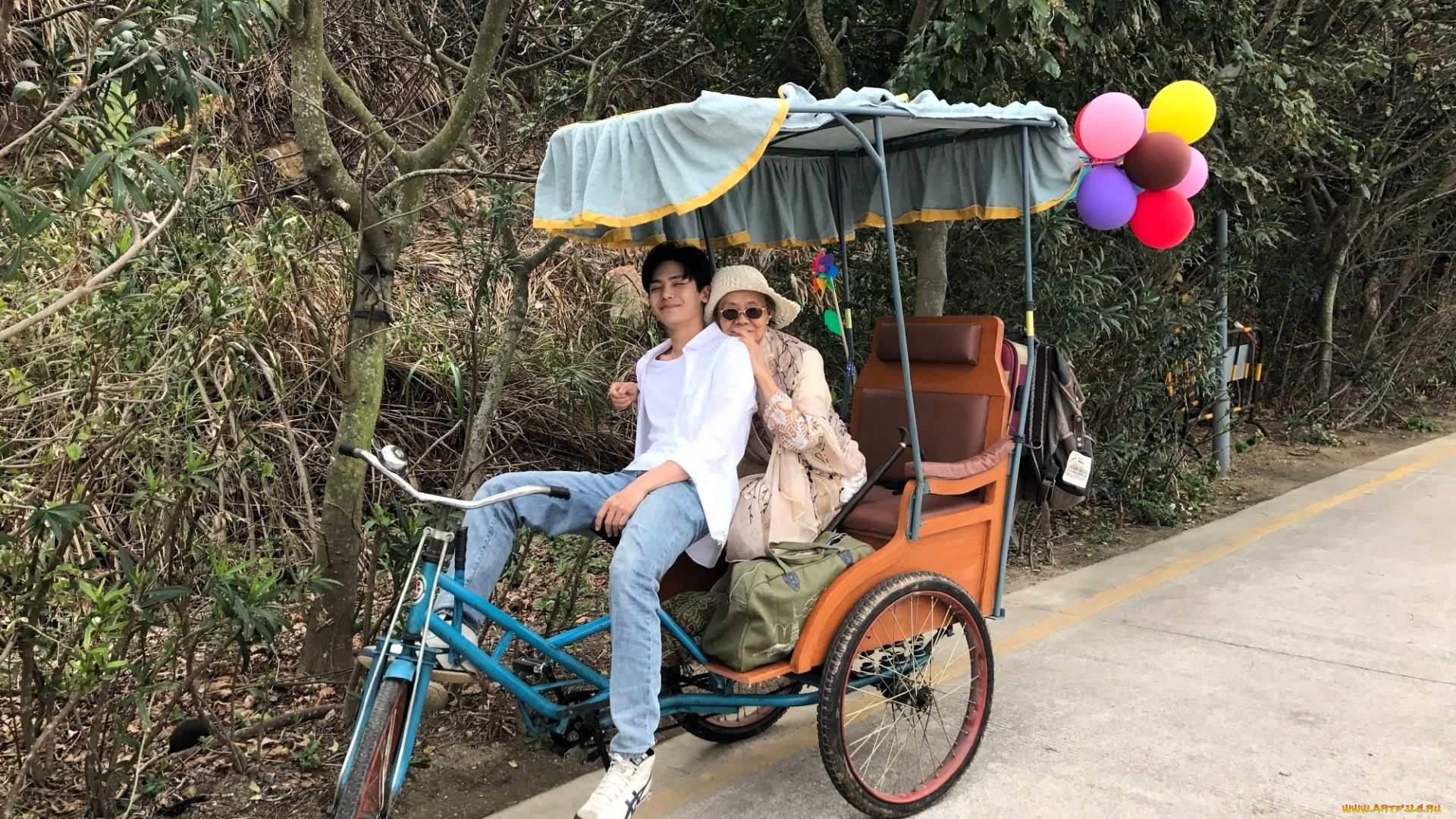 мужчины, hou, ming, hao, актер, бабушка, велорикша