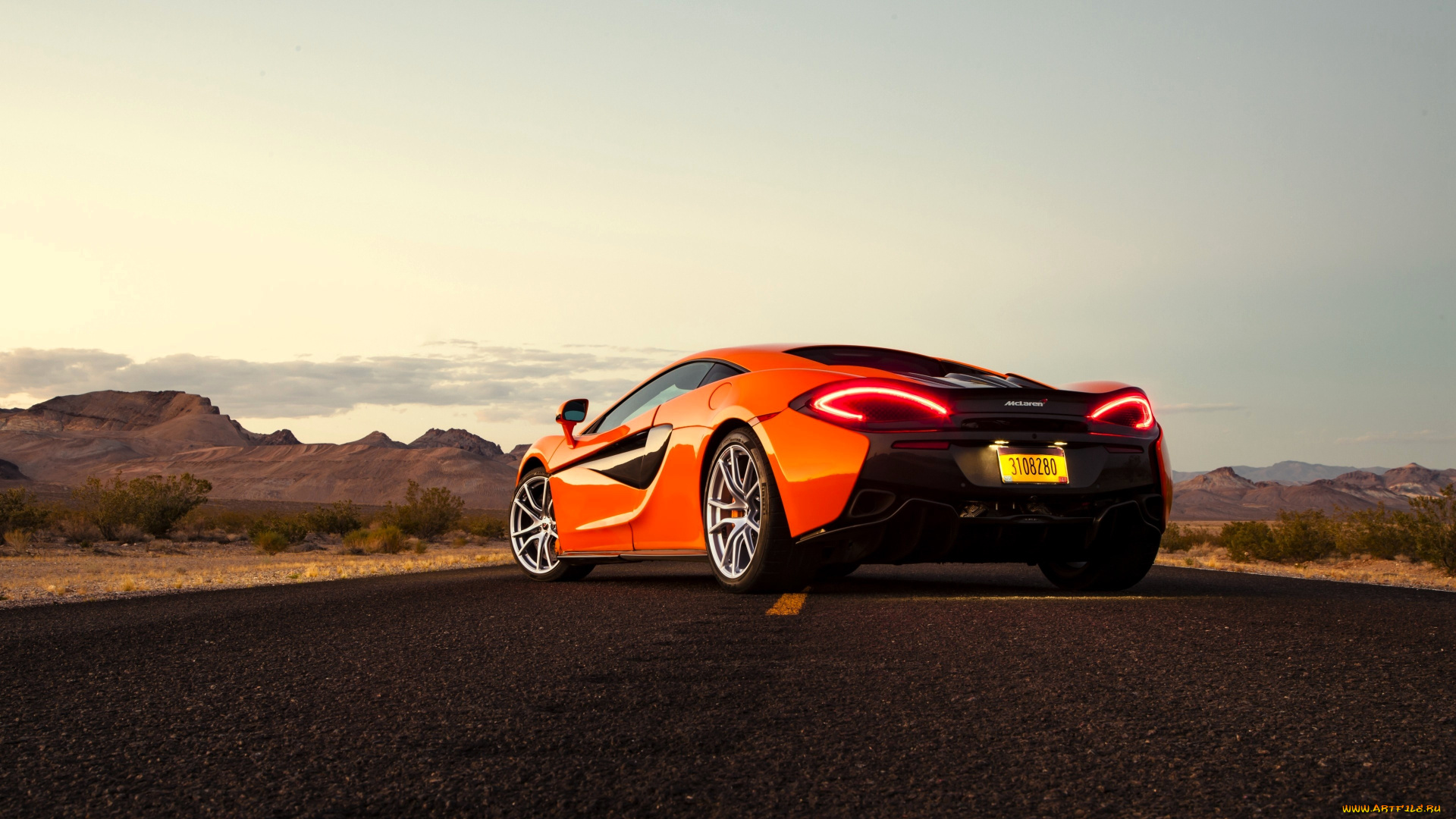mclaren, 570s, автомобили, mclaren, оранжевый, дорога, горы