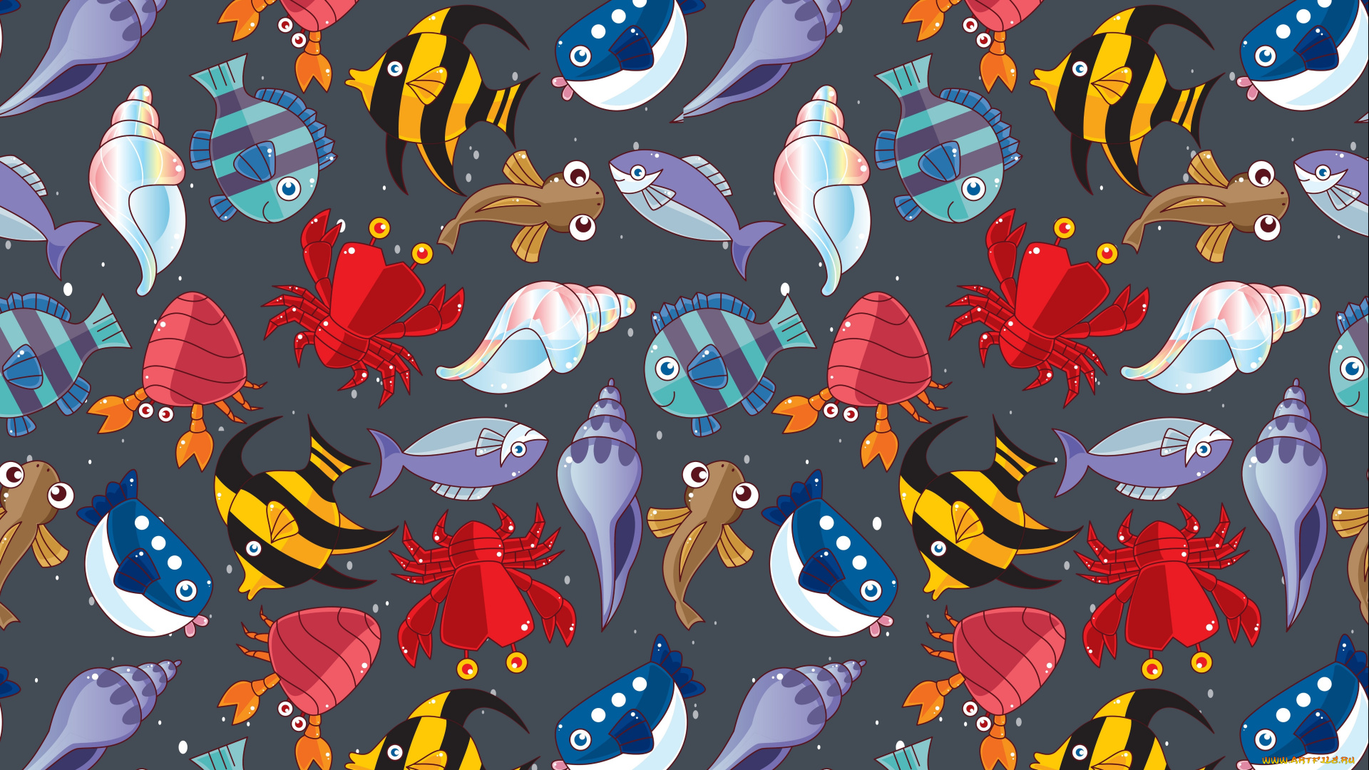 векторная, графика, животные, , animals, рыбки, морская, детская