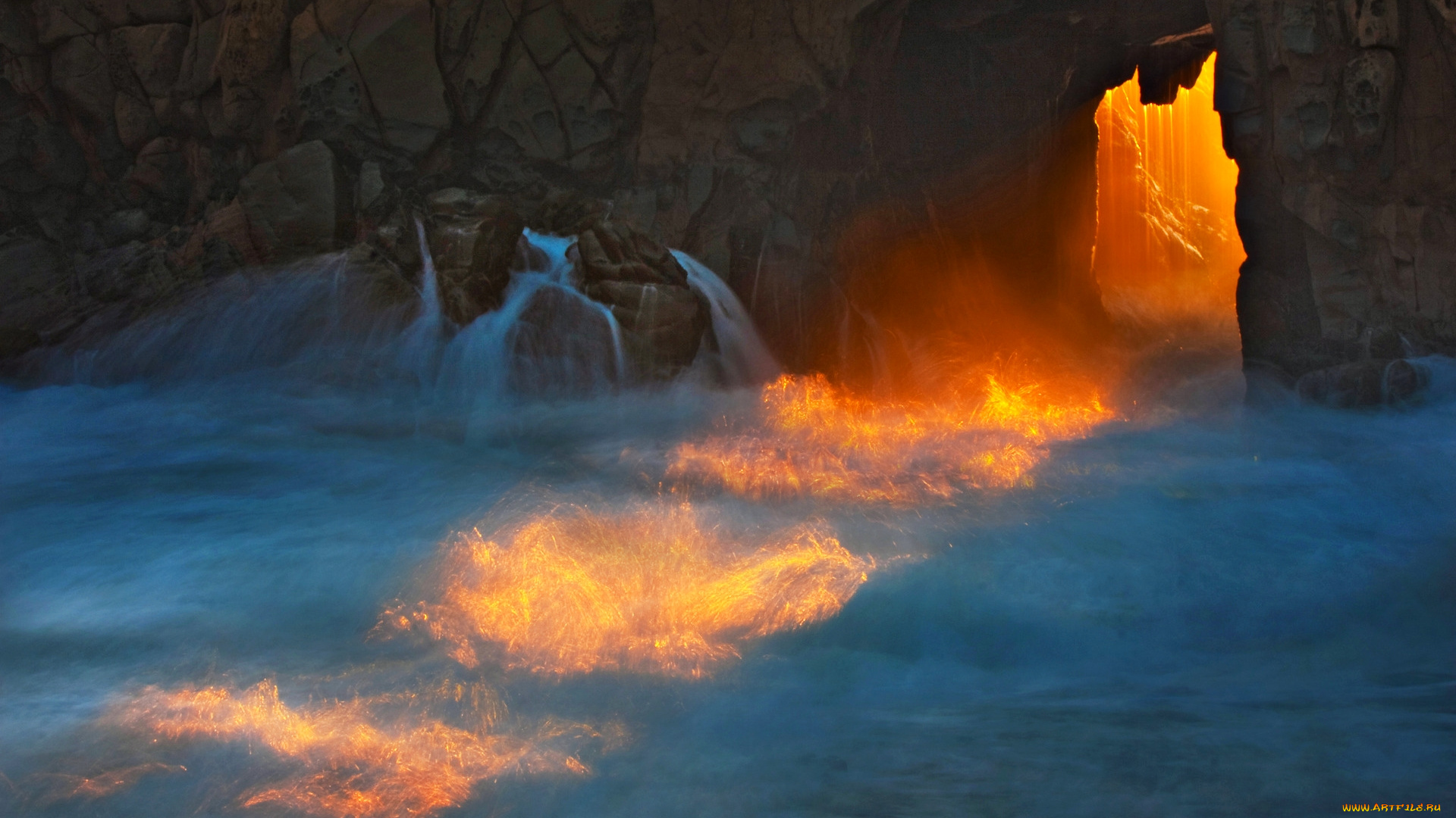 ocean, arch, природа, восходы, закаты, грот, океан