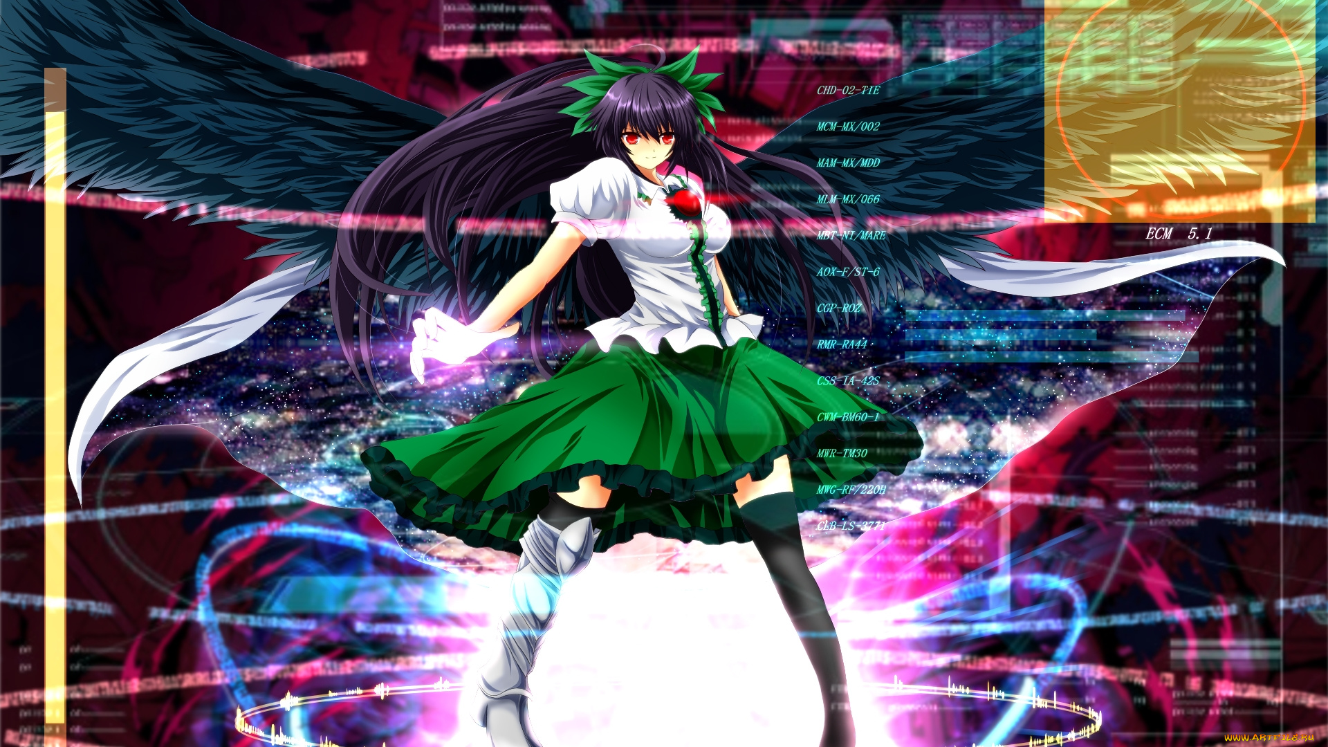 reiuji, utsuho, аниме, touhou