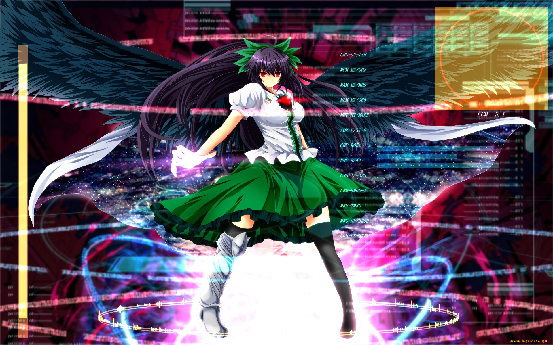 reiuji, utsuho, аниме, touhou