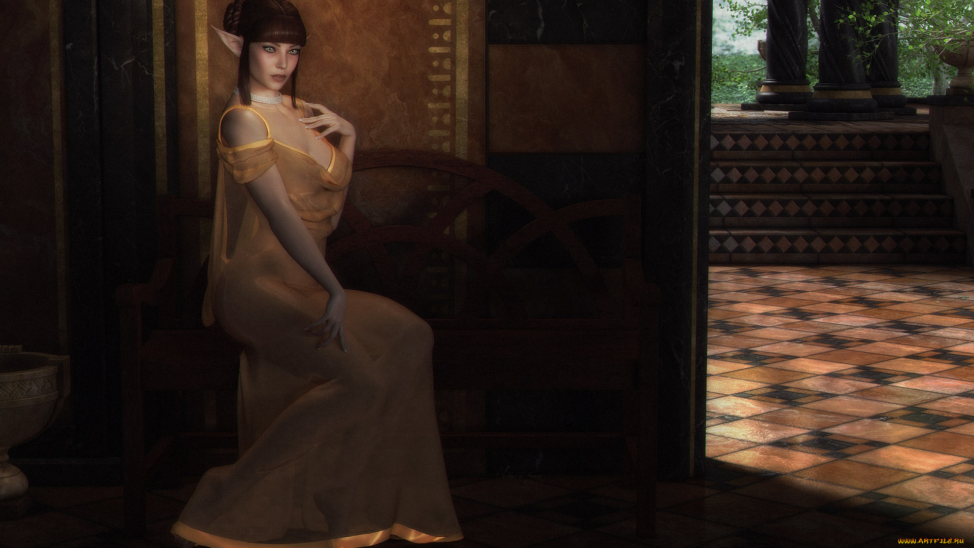 3д, графика, elves, , эльфы, взгляд, эльфийка