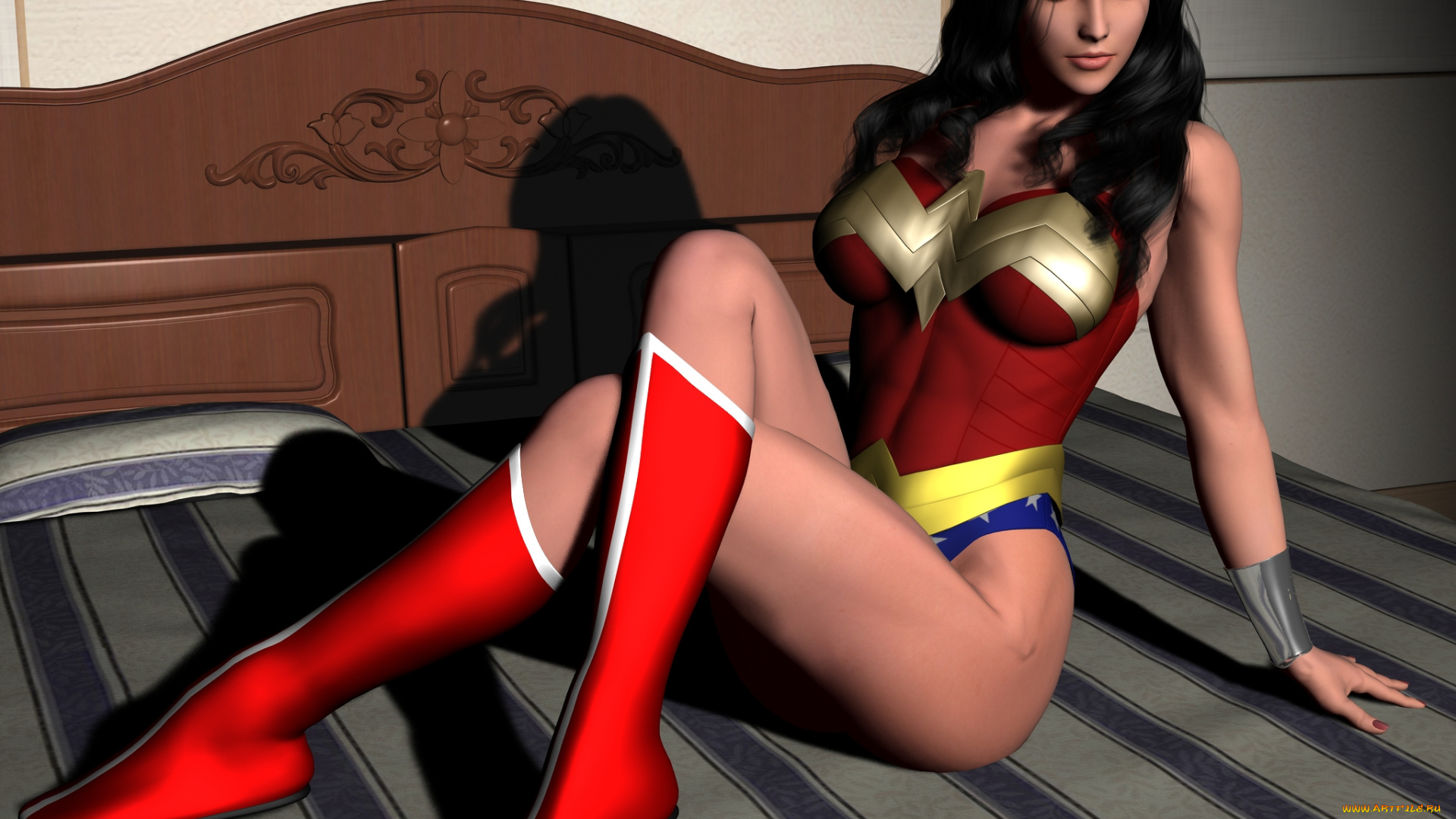 3д, графика, fantasy, , фантазия, кровать, супермен, девушка