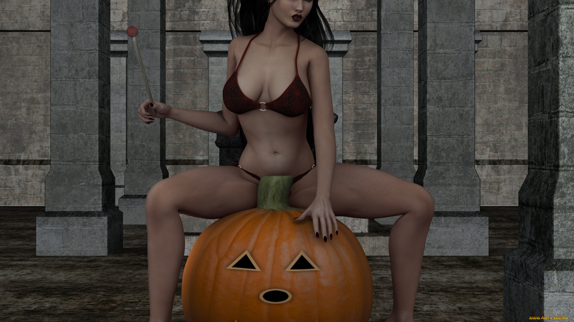 3д, графика, holidays, , праздники, девушка, тыква