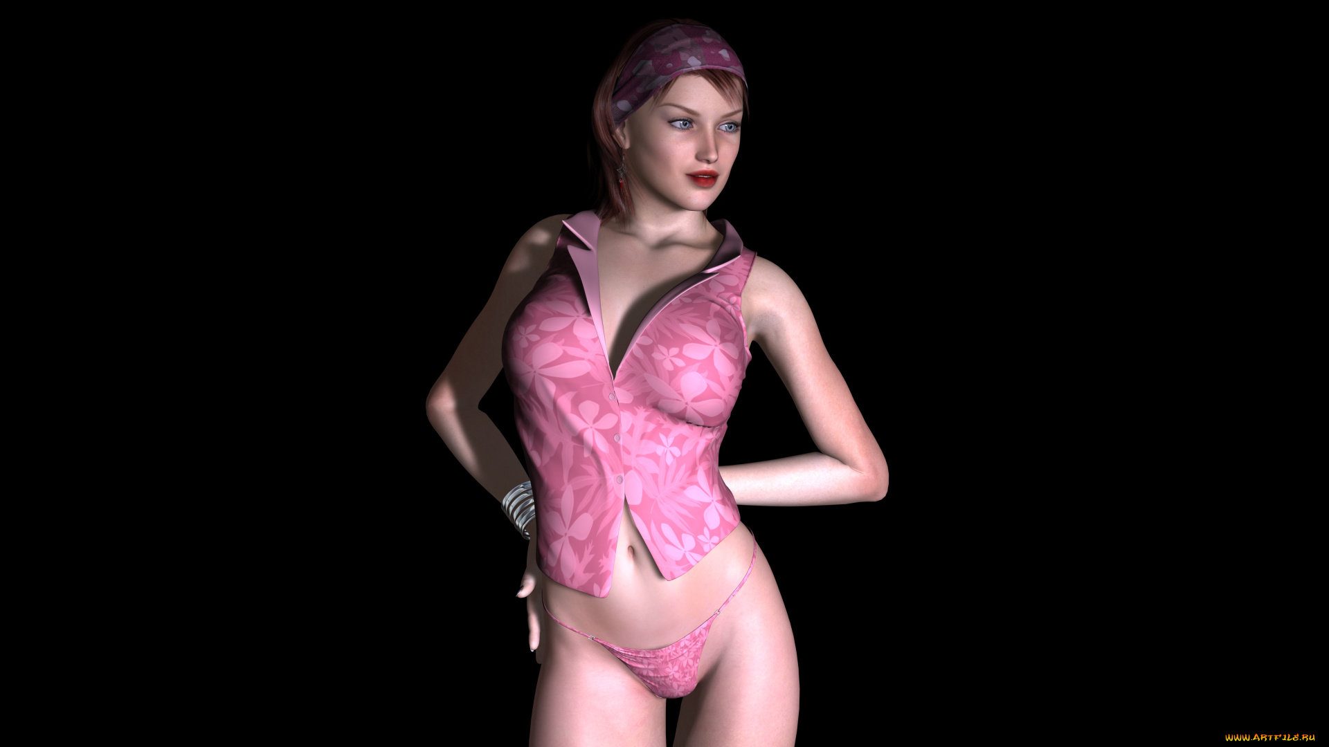 3д, графика, people, , люди, взгляд, девушка, фон, платок