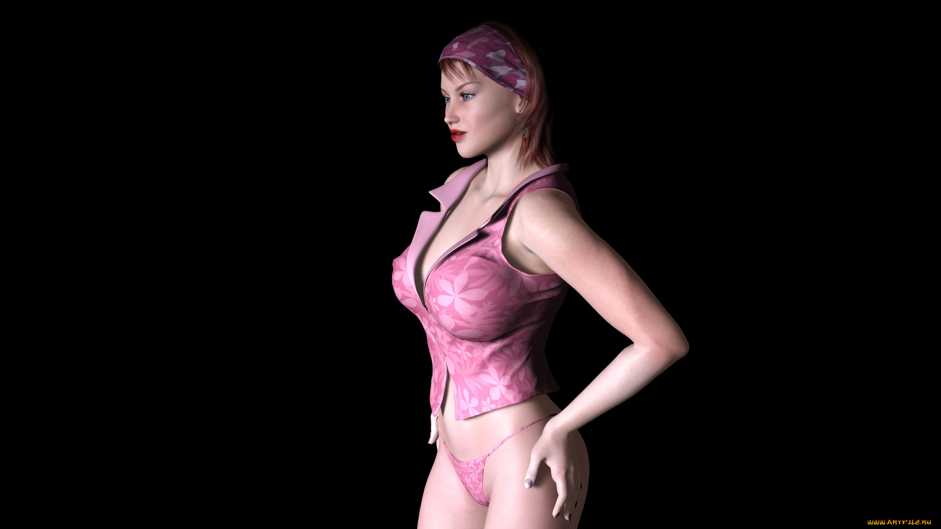 3д, графика, people, , люди, взгляд, фон, девушка, платок