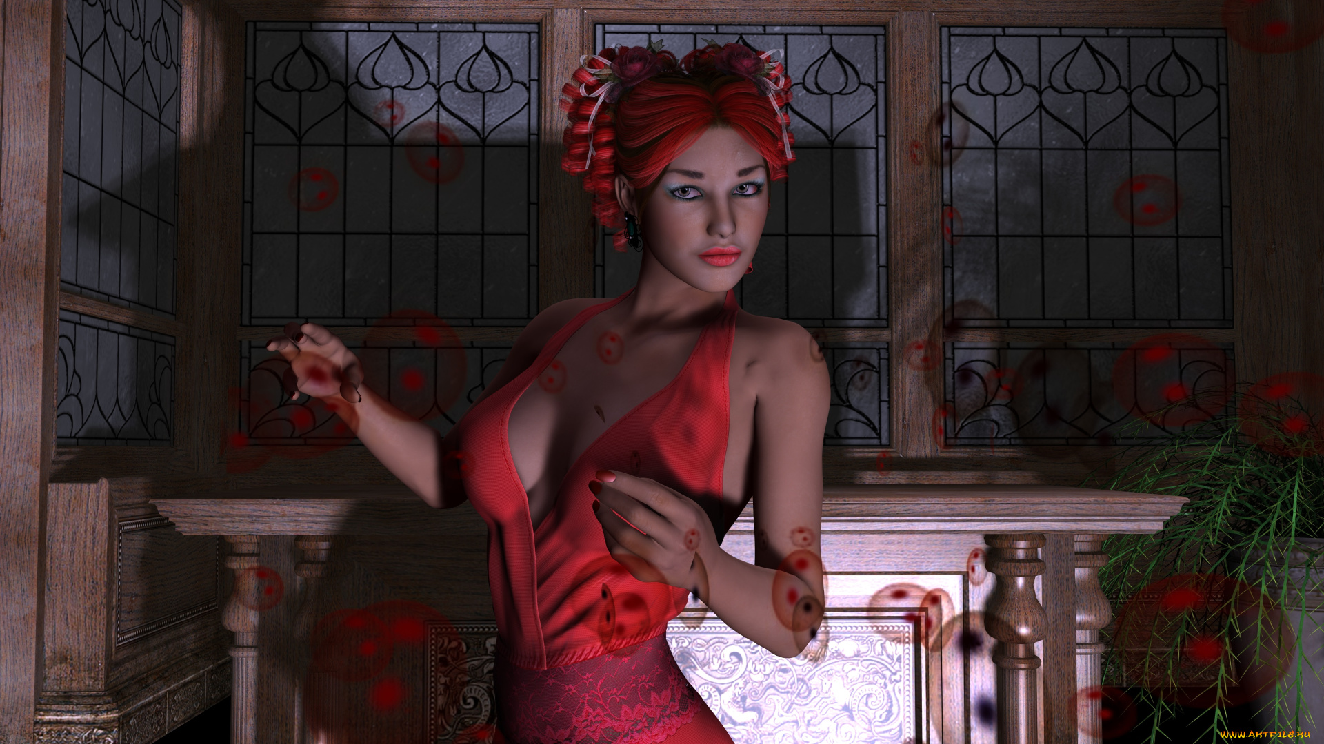 3д, графика, people, , люди, взгляд, рыжая, девушка