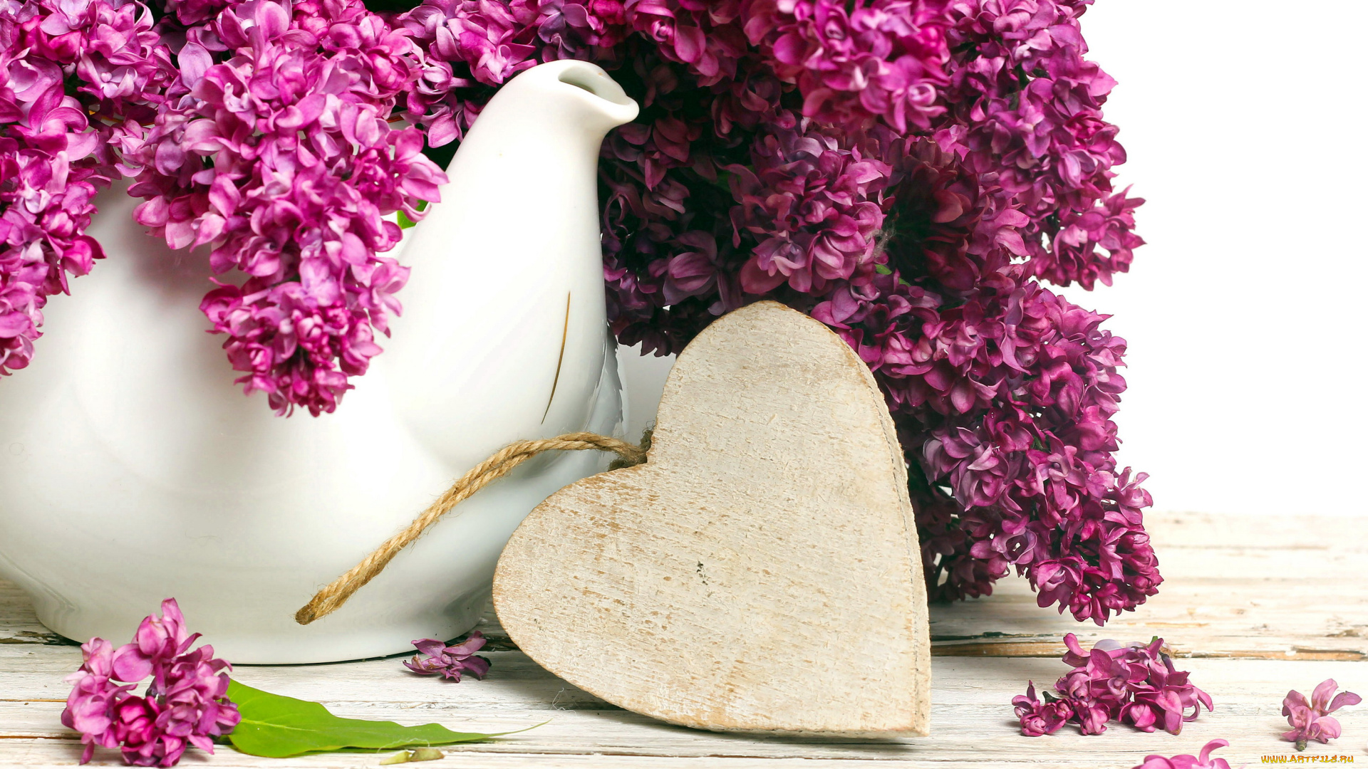 цветы, сирень, сиреневый, сердечко