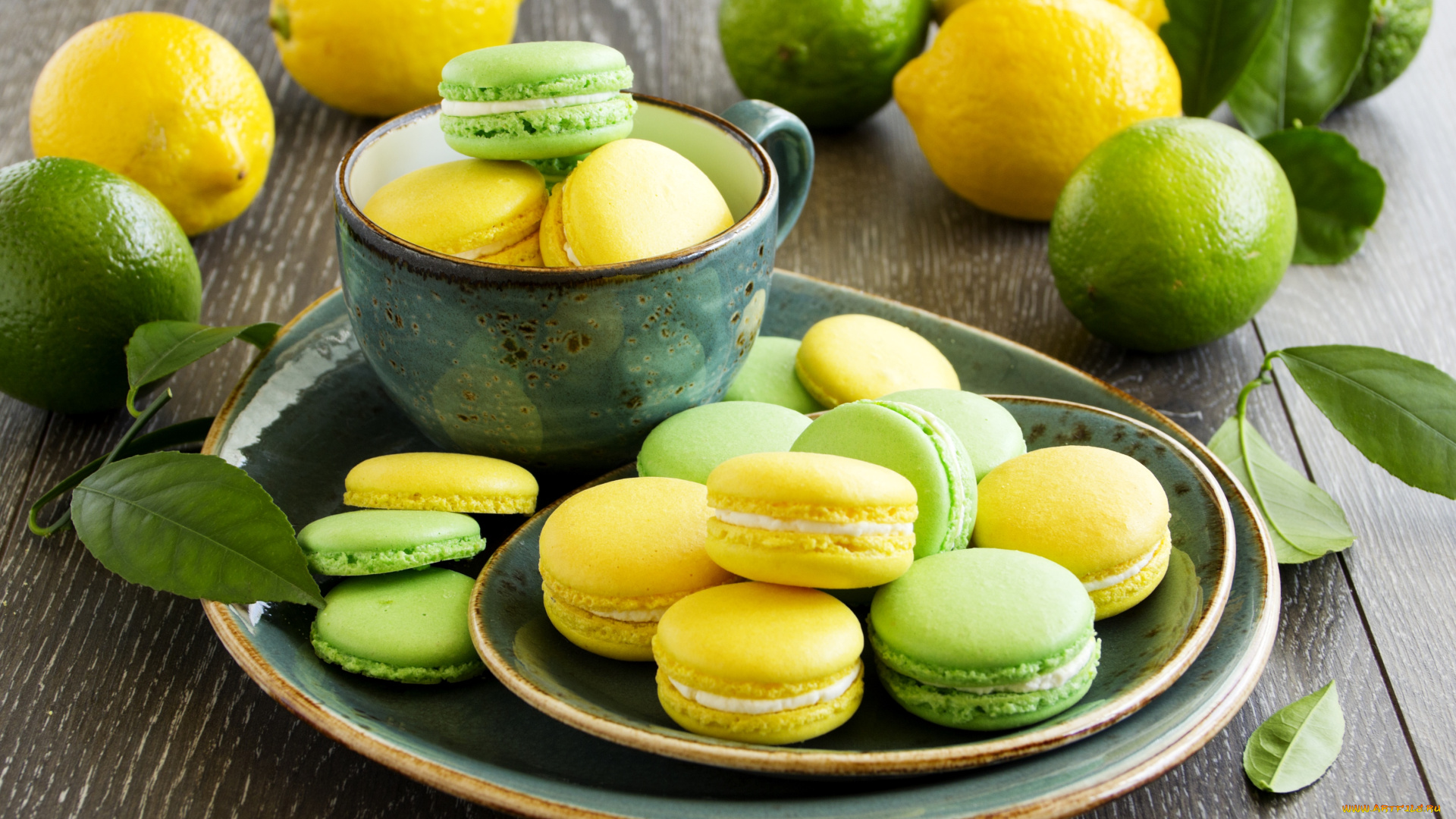 еда, -, макаруны, макаруны, лайм, лимоны