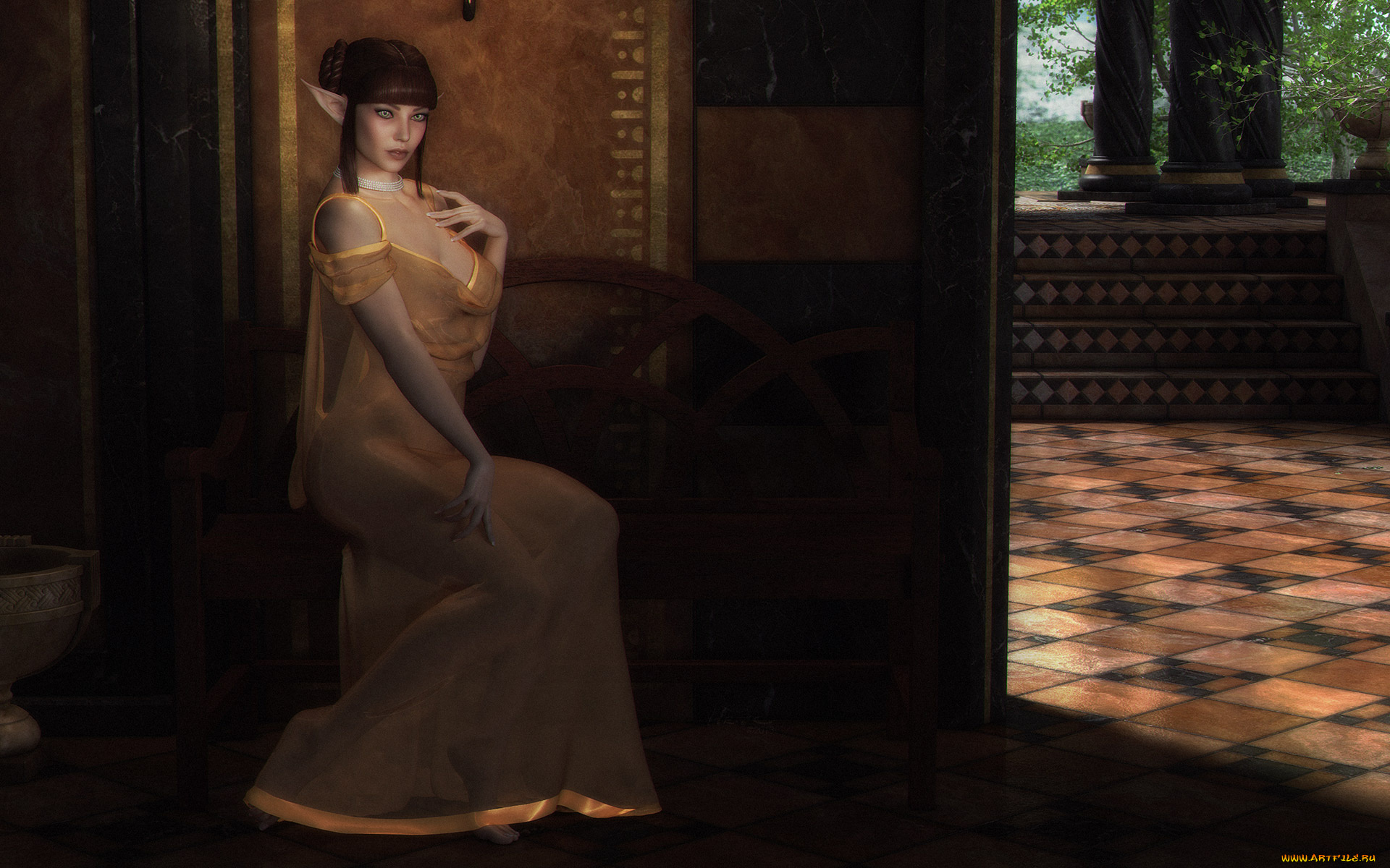 3д, графика, elves, , эльфы, взгляд, эльфийка