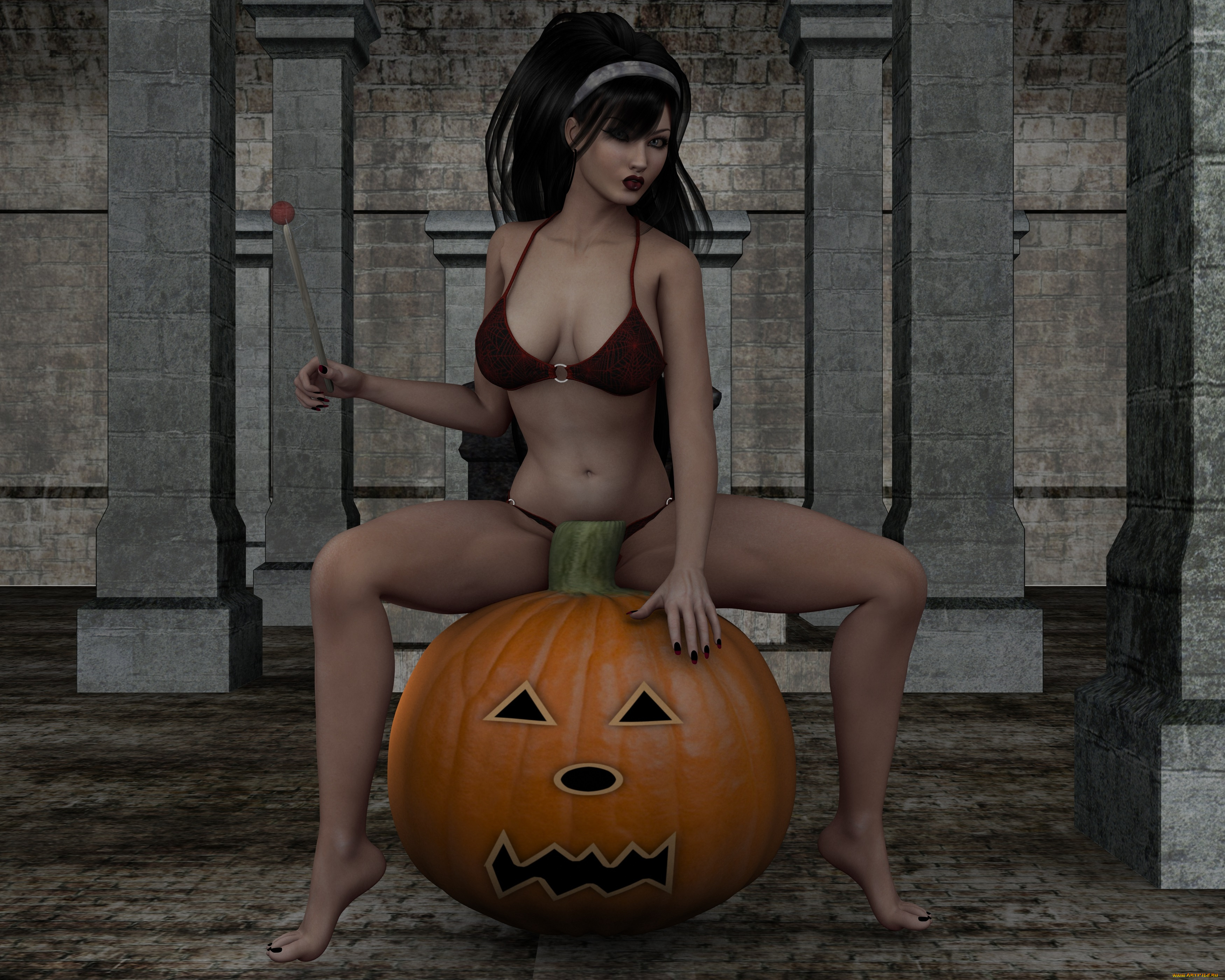 3д, графика, holidays, , праздники, девушка, тыква