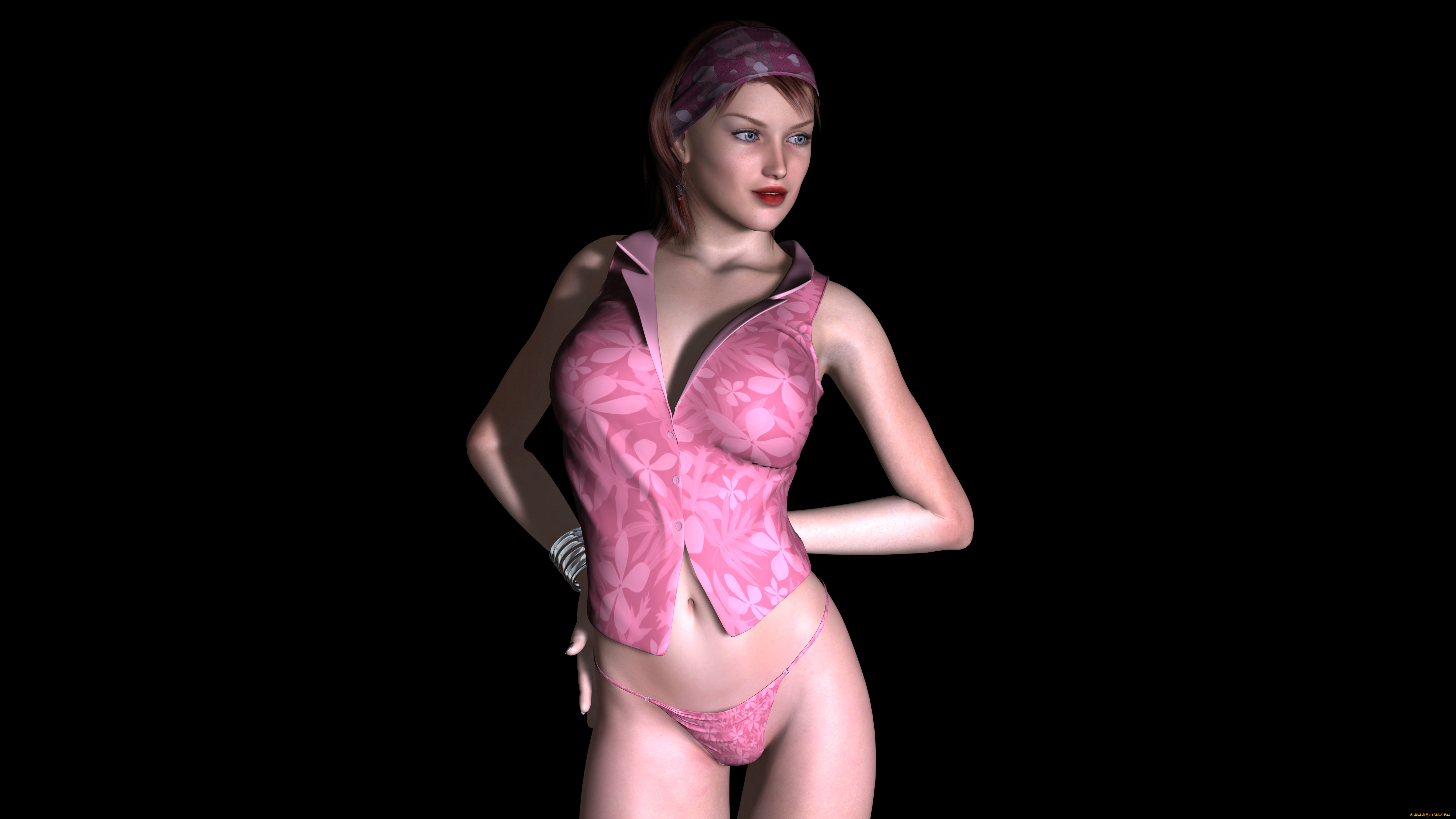 3д, графика, people, , люди, взгляд, девушка, фон, платок