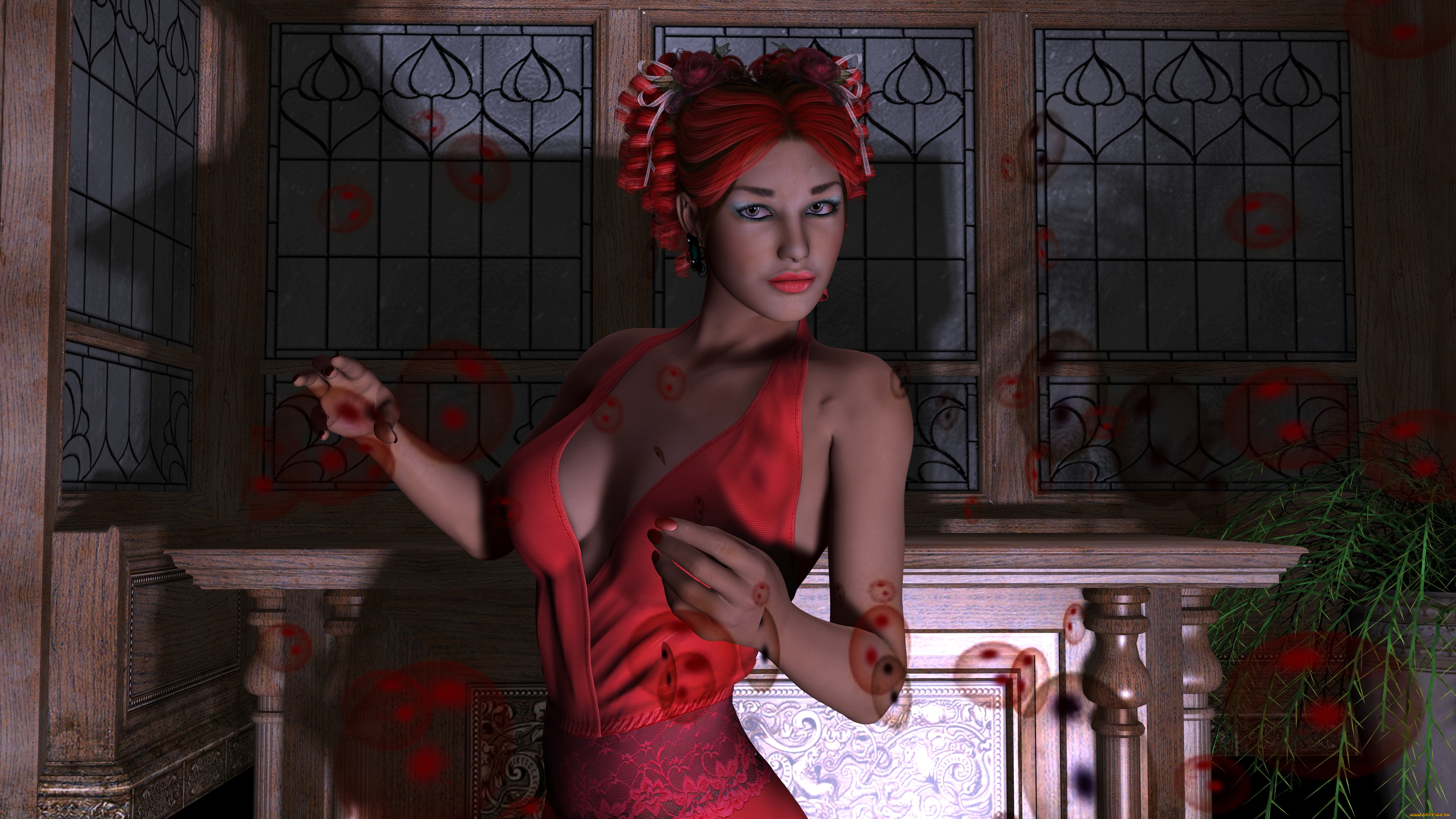 3д, графика, people, , люди, взгляд, рыжая, девушка