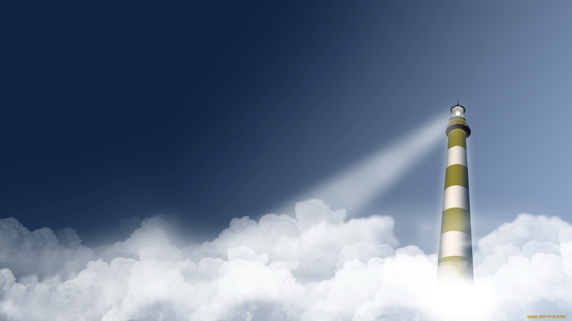 3д, графика, архитектура, , architecture, небо, облака, свет, луч, маяк