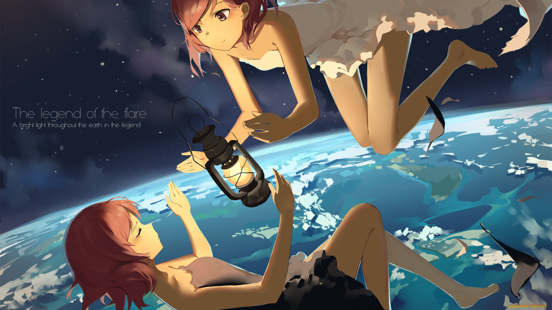 аниме, love, live, , school, idol, project, земля, огонь, планета, свет, бант, перья, платье, девушки, ксомос, nishikino, maki, gensou, kurou, usagi, фонарь, лампа, звезды