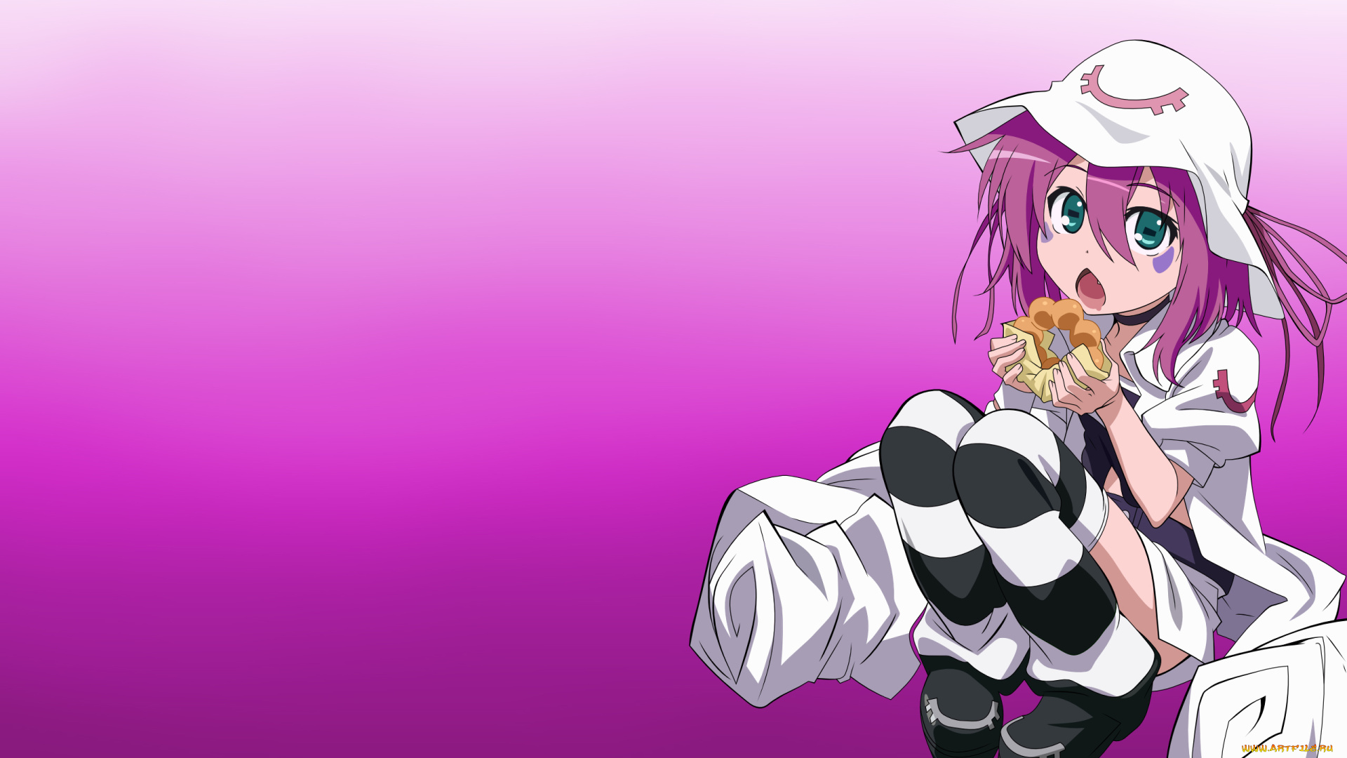 аниме, yumekui, merry, ленты, татуировка, шляпа, девушка, merry, nightmare, еда, пончик, torasen