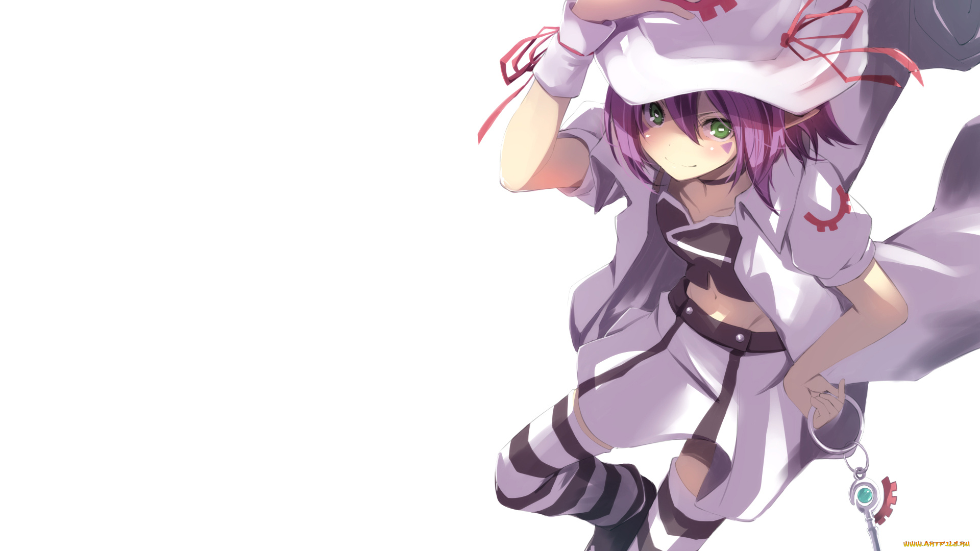 аниме, yumekui, merry, знаки, ключ, ленты, шляпа, девушка, татуировка, merry, nightmare, hijikimeshi