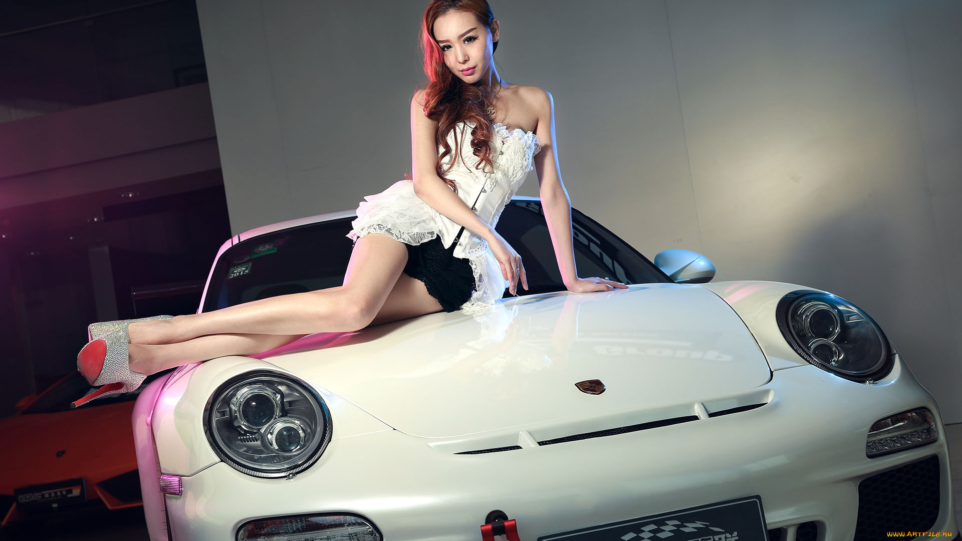 автомобили, -авто, с, девушками, взгляд, девушка, фон, автомобиль