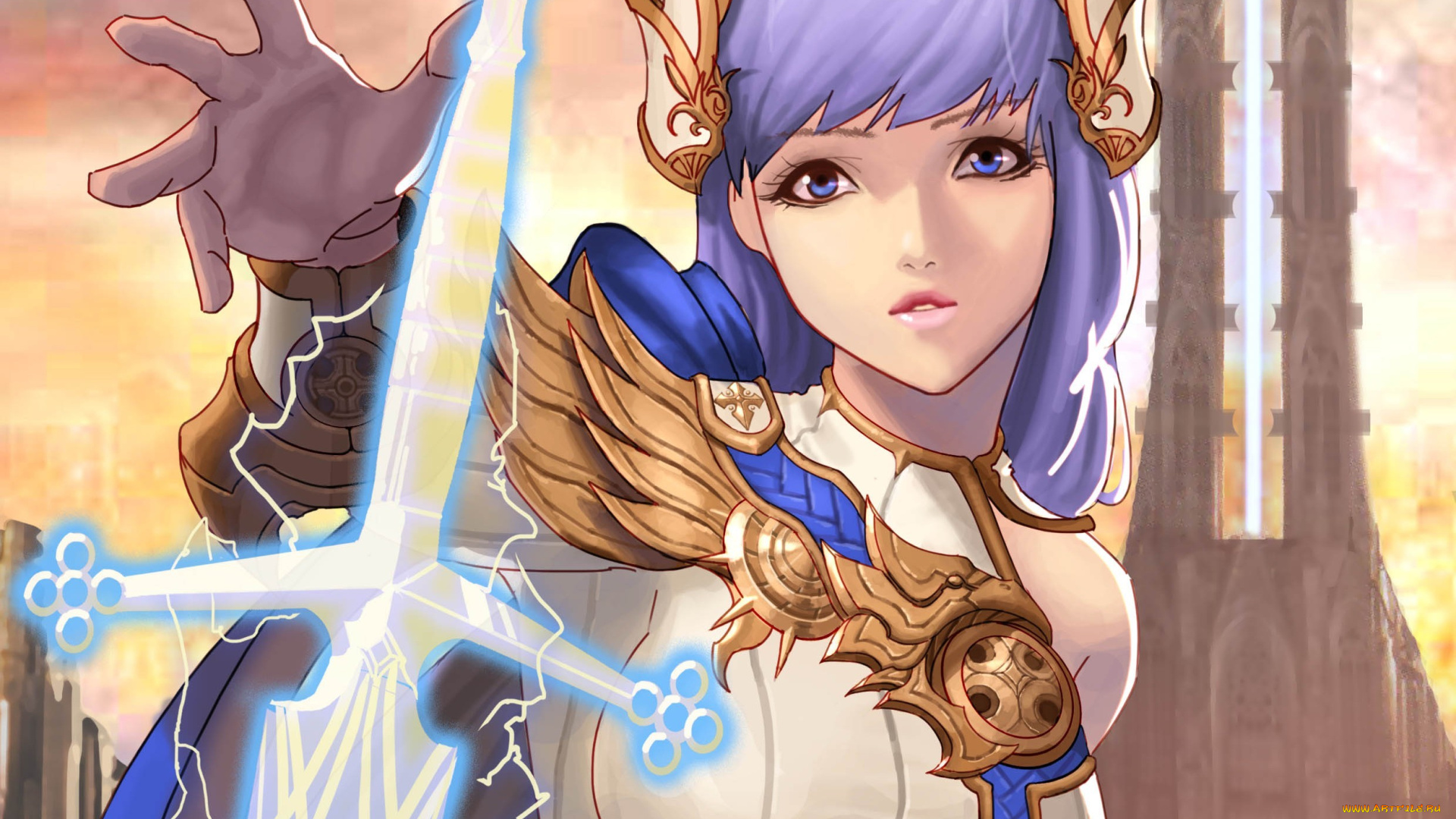 разное, арты, фэнтези, девушка, joo, hyung, lee, арт, меч, магия