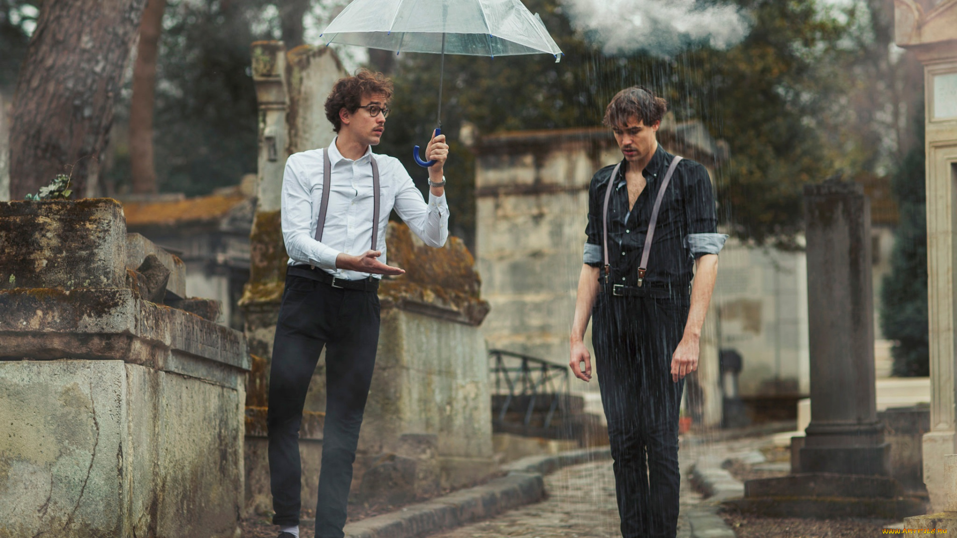 разное, компьютерный, дизайн, дождь, тучка, зонт, мужчины