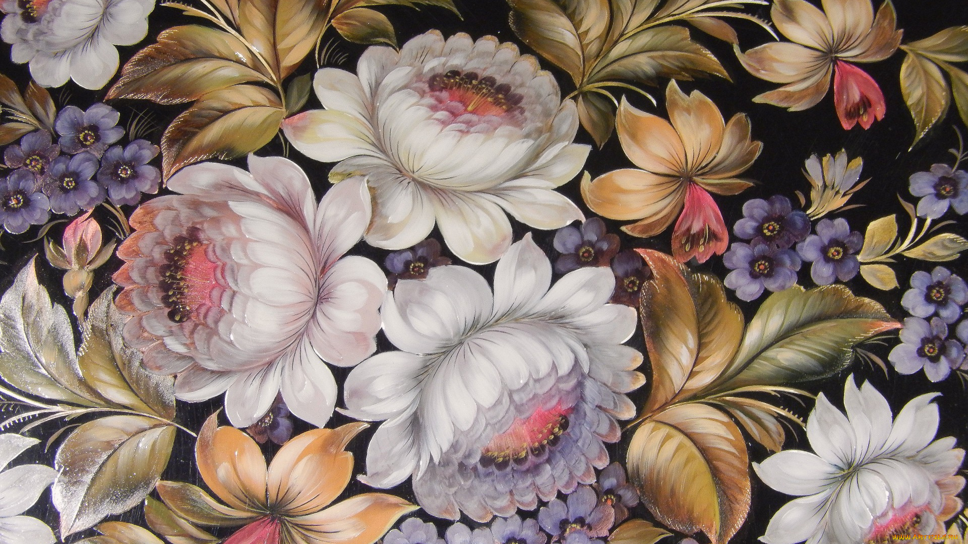 рисованное, цветы, живопись