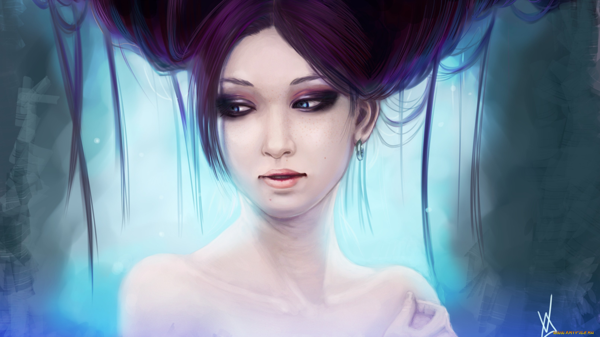 рисованное, люди, девушка, лицо, прическа, волосы