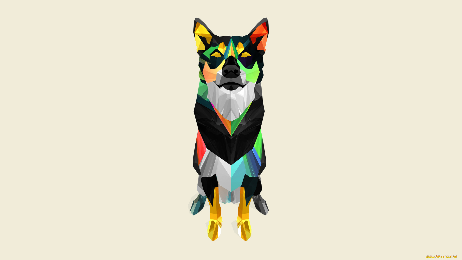 рисованное, минимализм, собака, фон, мозаика