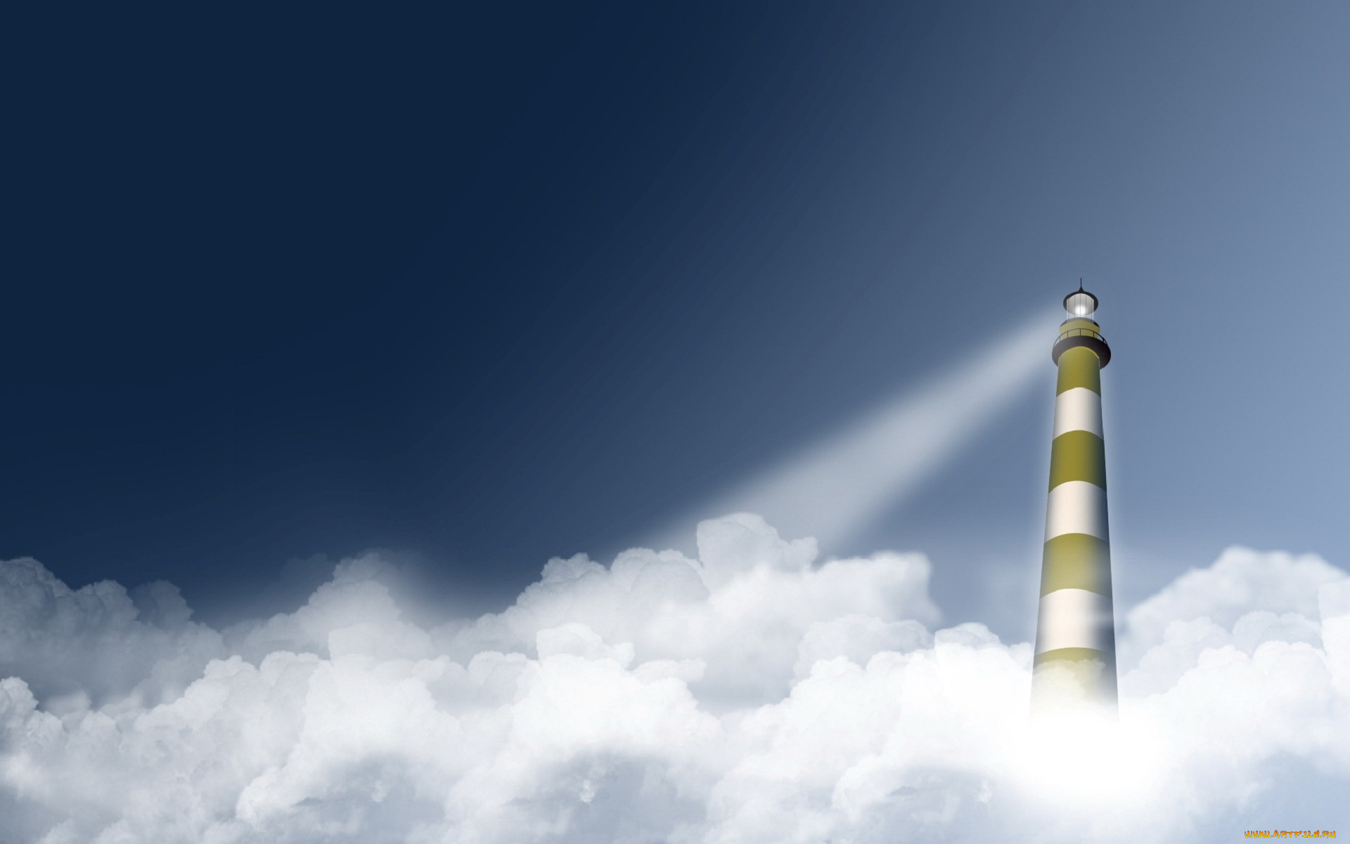 3д, графика, архитектура, , architecture, небо, облака, свет, луч, маяк