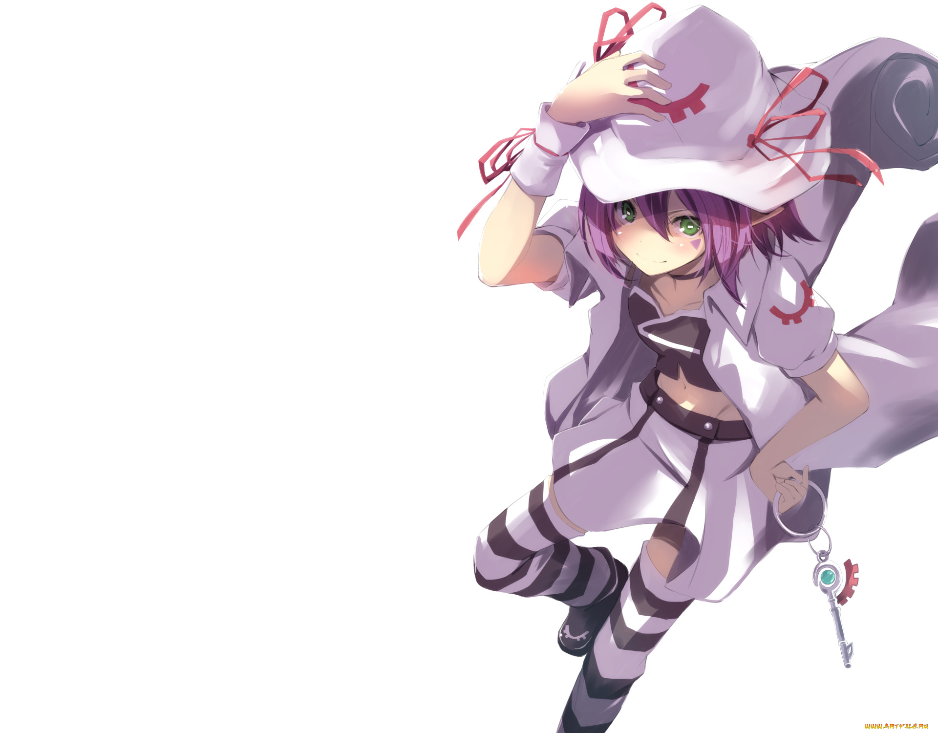 аниме, yumekui, merry, знаки, ключ, ленты, шляпа, девушка, татуировка, merry, nightmare, hijikimeshi