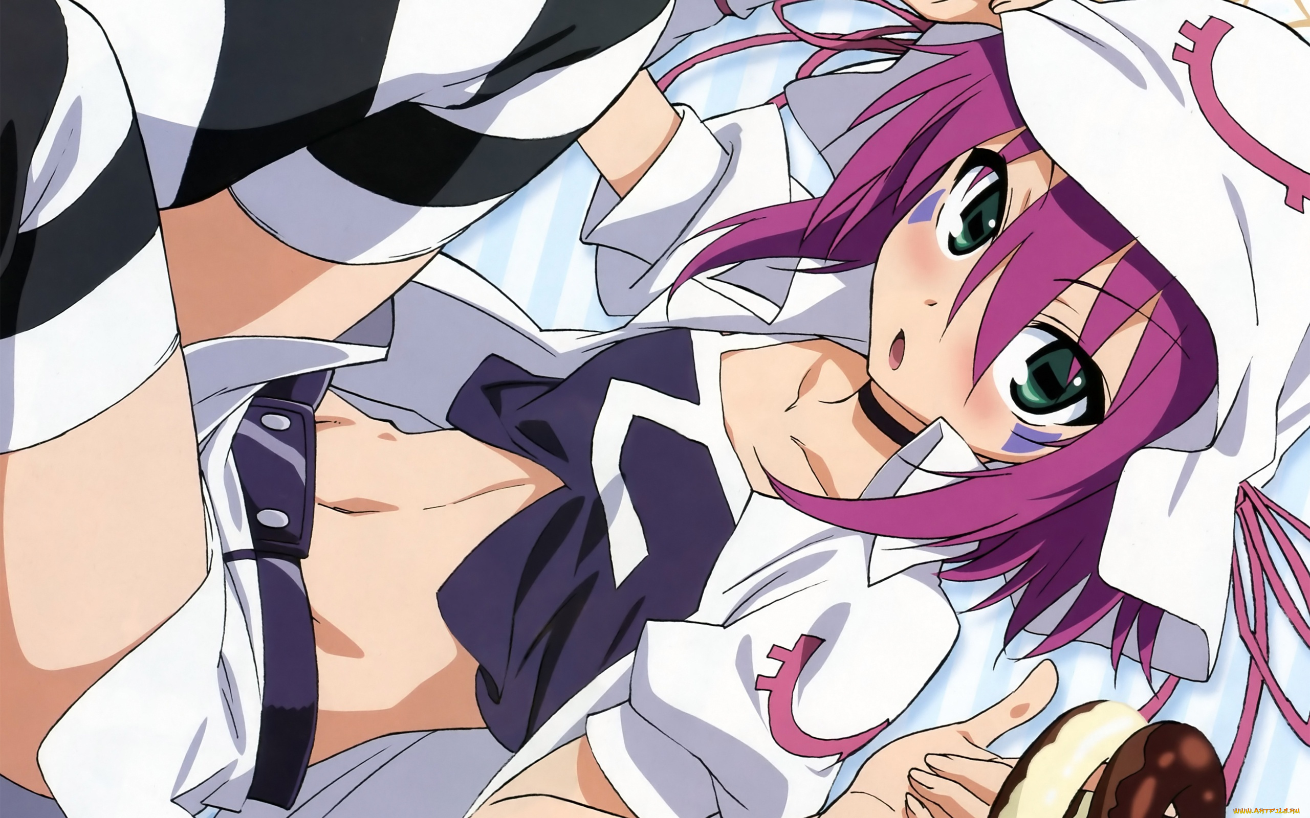 аниме, yumekui, merry, еда, девушка, merry, nightmare, татуировка, шляпа, ленты, пончик