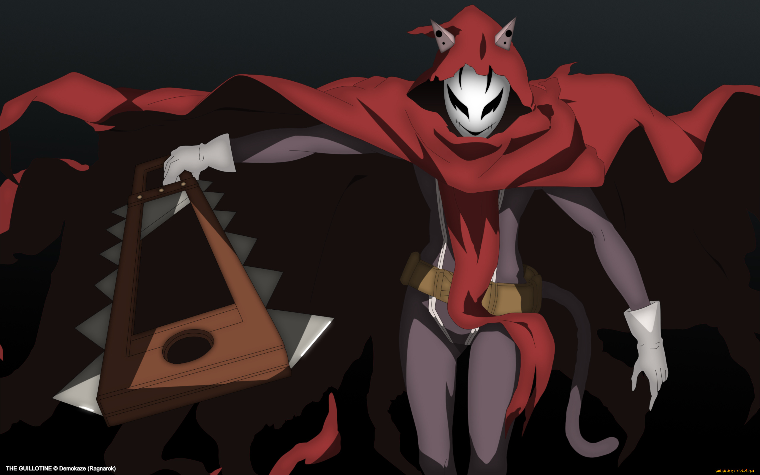 аниме, yumekui, merry, тряпье, хвост, пила, оружие, шарф, шляпа, рога, john, doe, маска