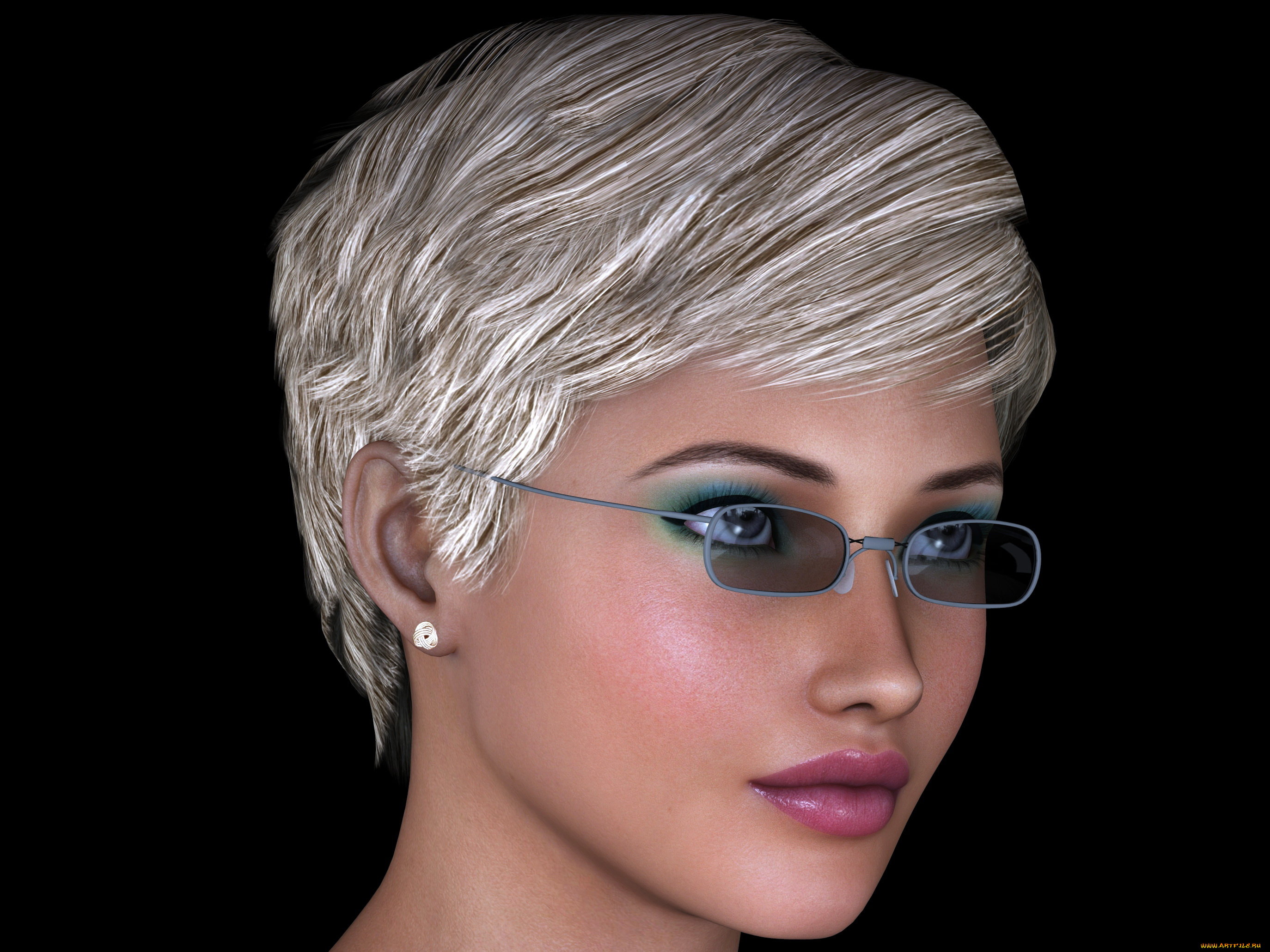 3д, графика, портрет, , portraits, взгляд, фон, блондинка, очки, девушка