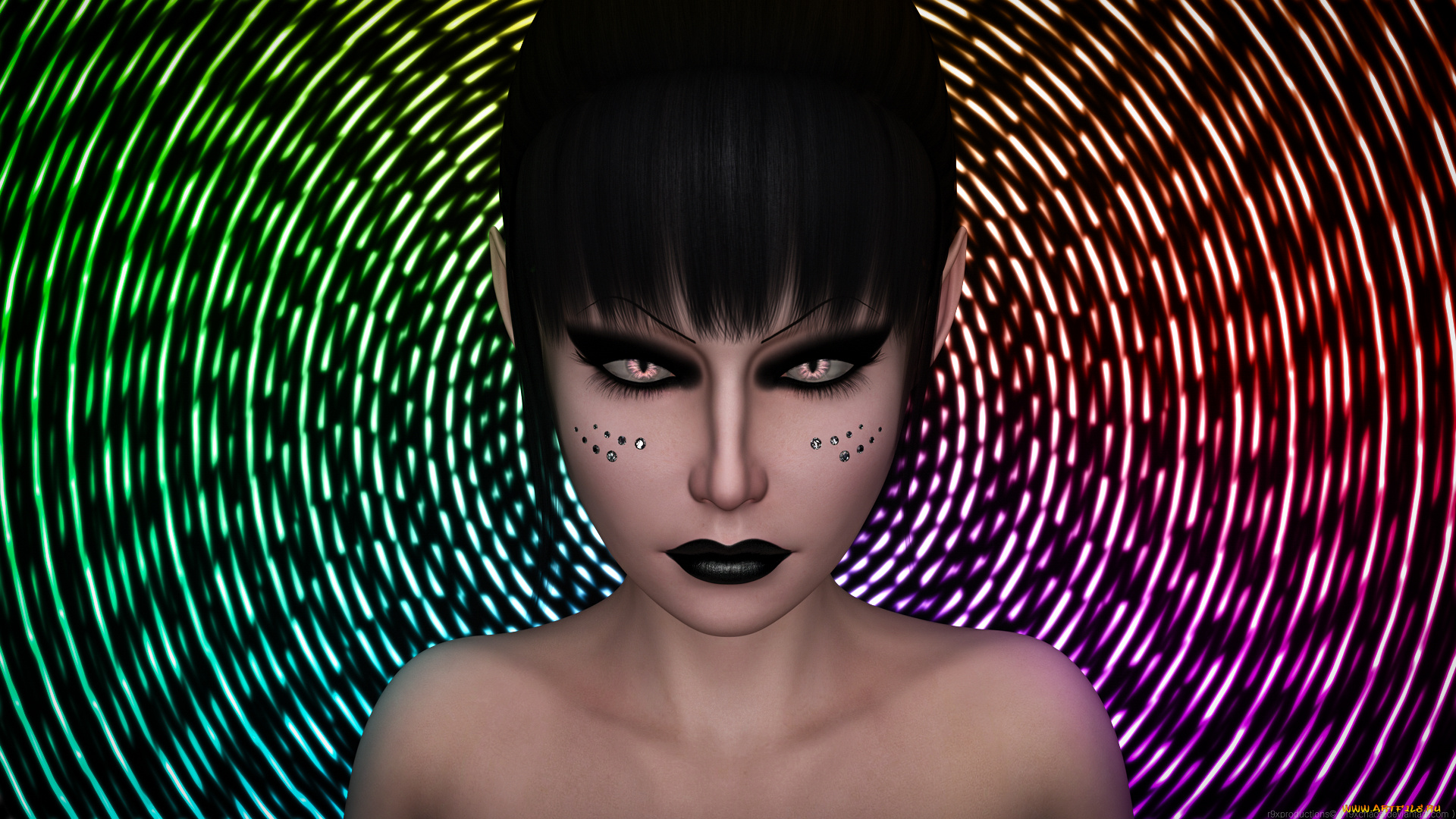 3д, графика, эльфы, , elves, эльфийка, фон, взгляд