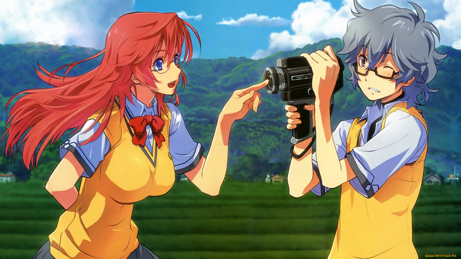 аниме, ano, natsu, de, matteru, девушки, взгляд, фон