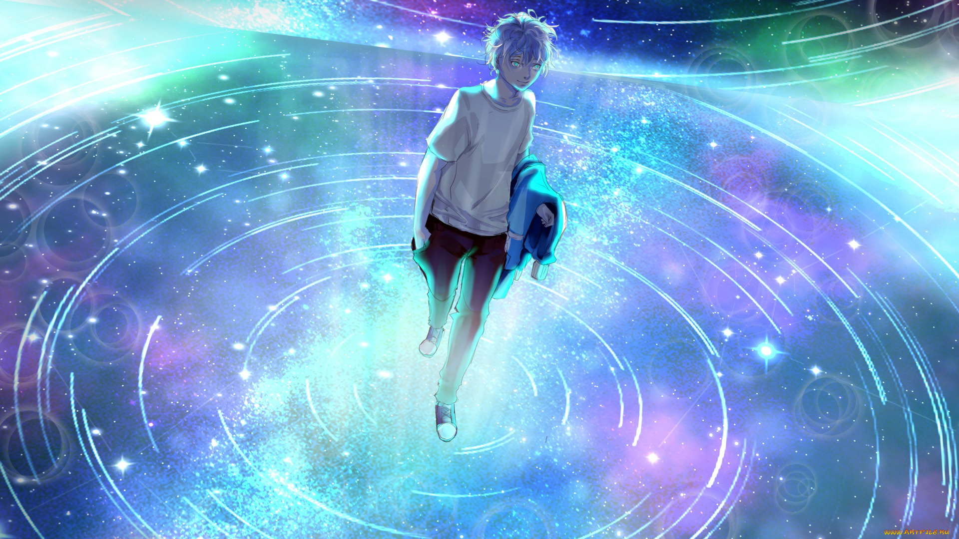 аниме, магия, , колдовство, , halloween, фантастика, космос, парень, вода