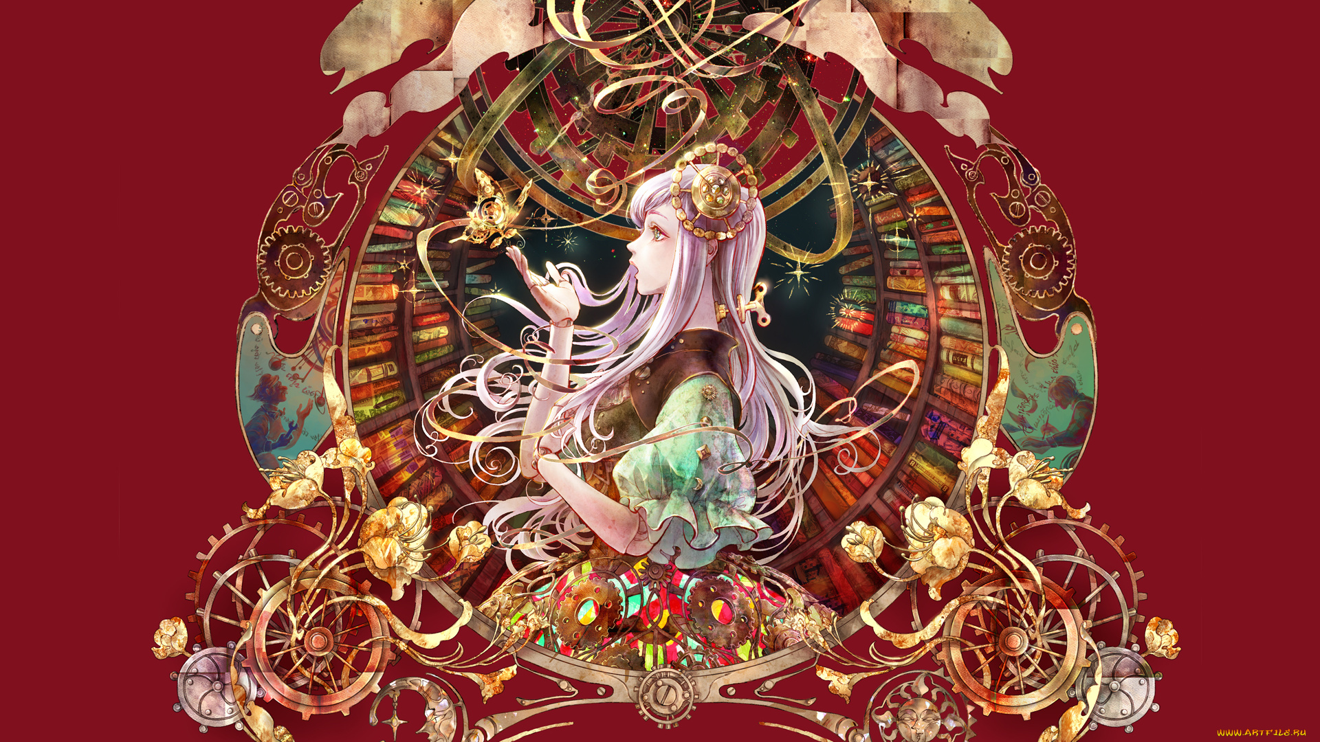 аниме, оружие, , техника, , технологии, девушка, кукла, поет, механизмы, книги