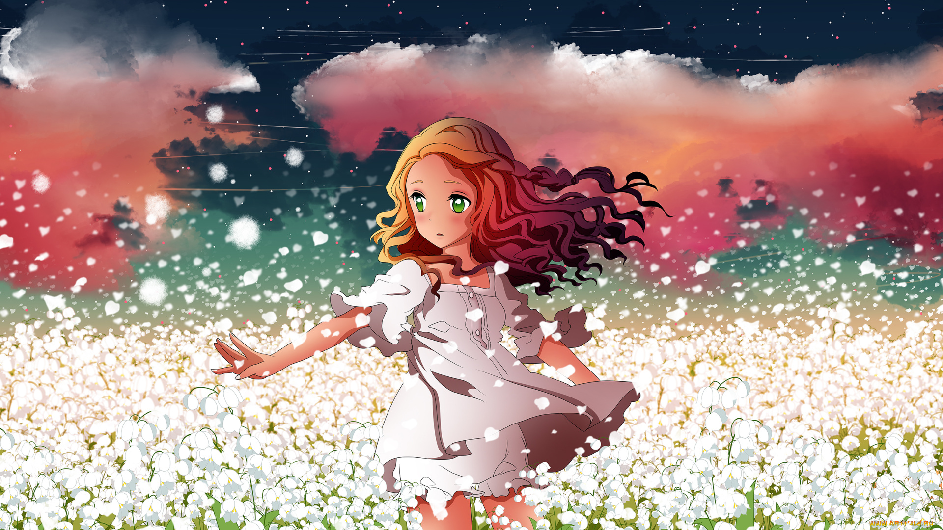 аниме, unknown, , другое, девушка, фон, взгляд