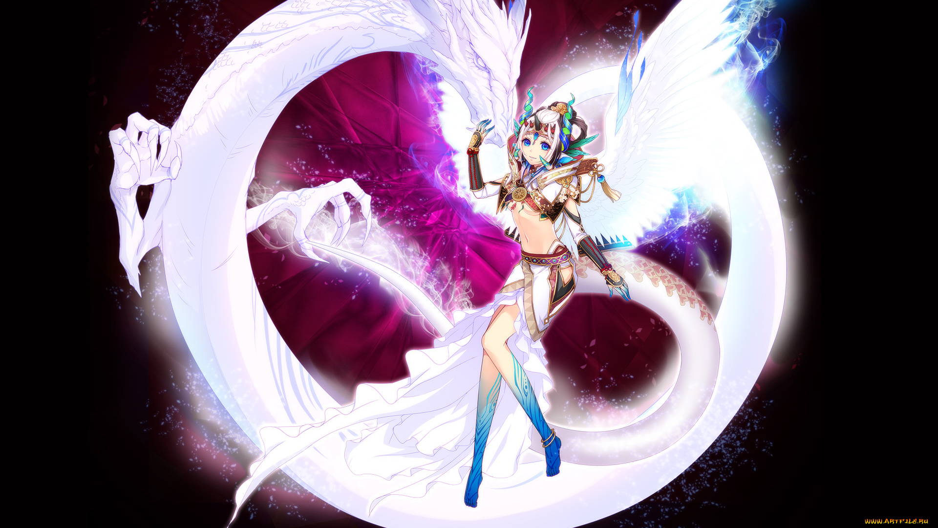 аниме, животные, , существа, девочка, дракон