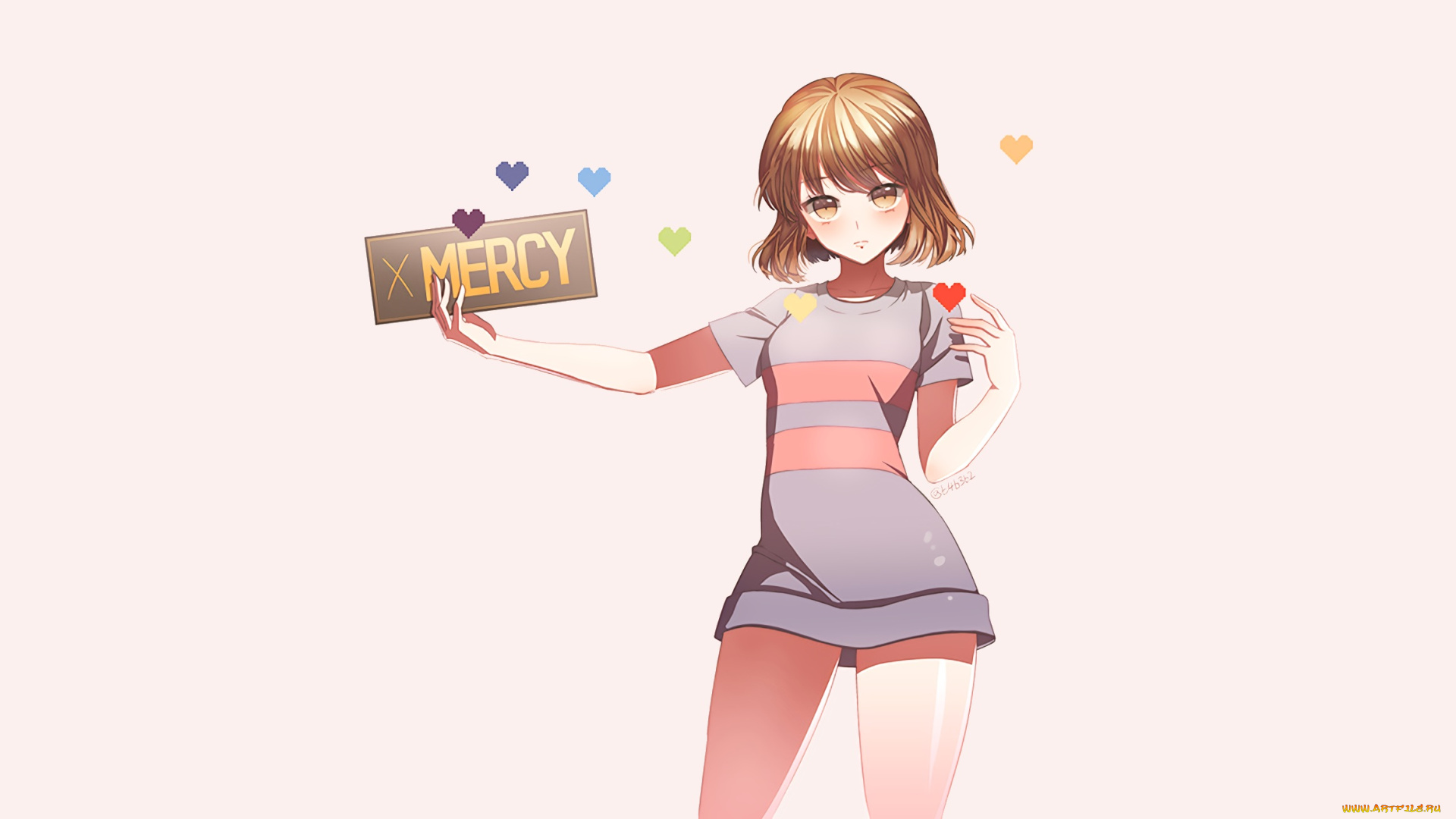 undertale, аниме, unknown, , другое, девушка, взгляд, фон