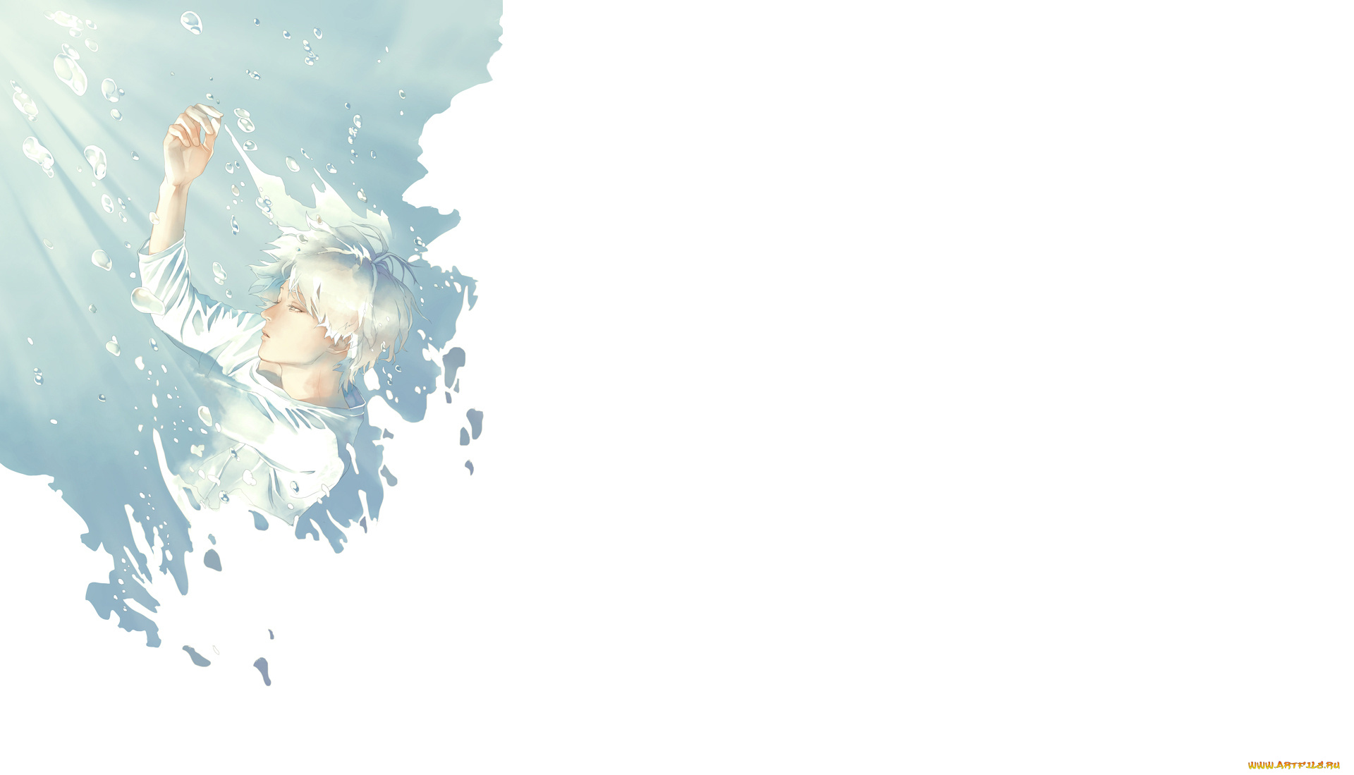 аниме, unknown, , другое, арт, re, парень, вода, пузыри