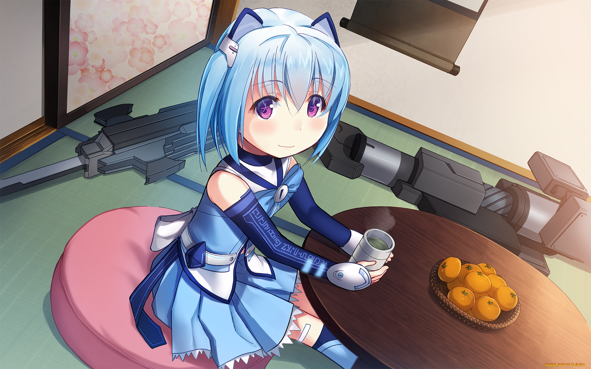 аниме, оружие, , техника, , технологии, фон, взгляд, девушка