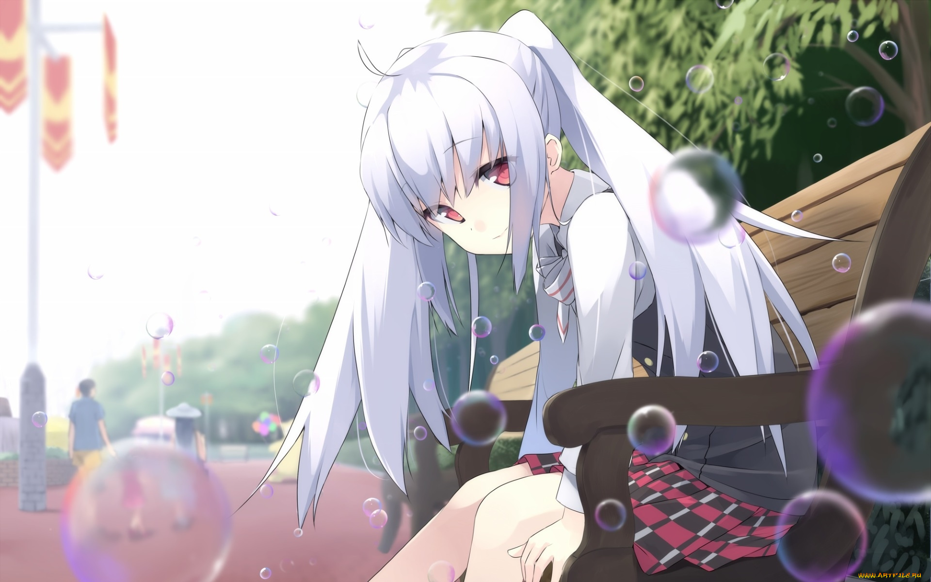 аниме, unknown, , другое, девушка, взгляд, фон