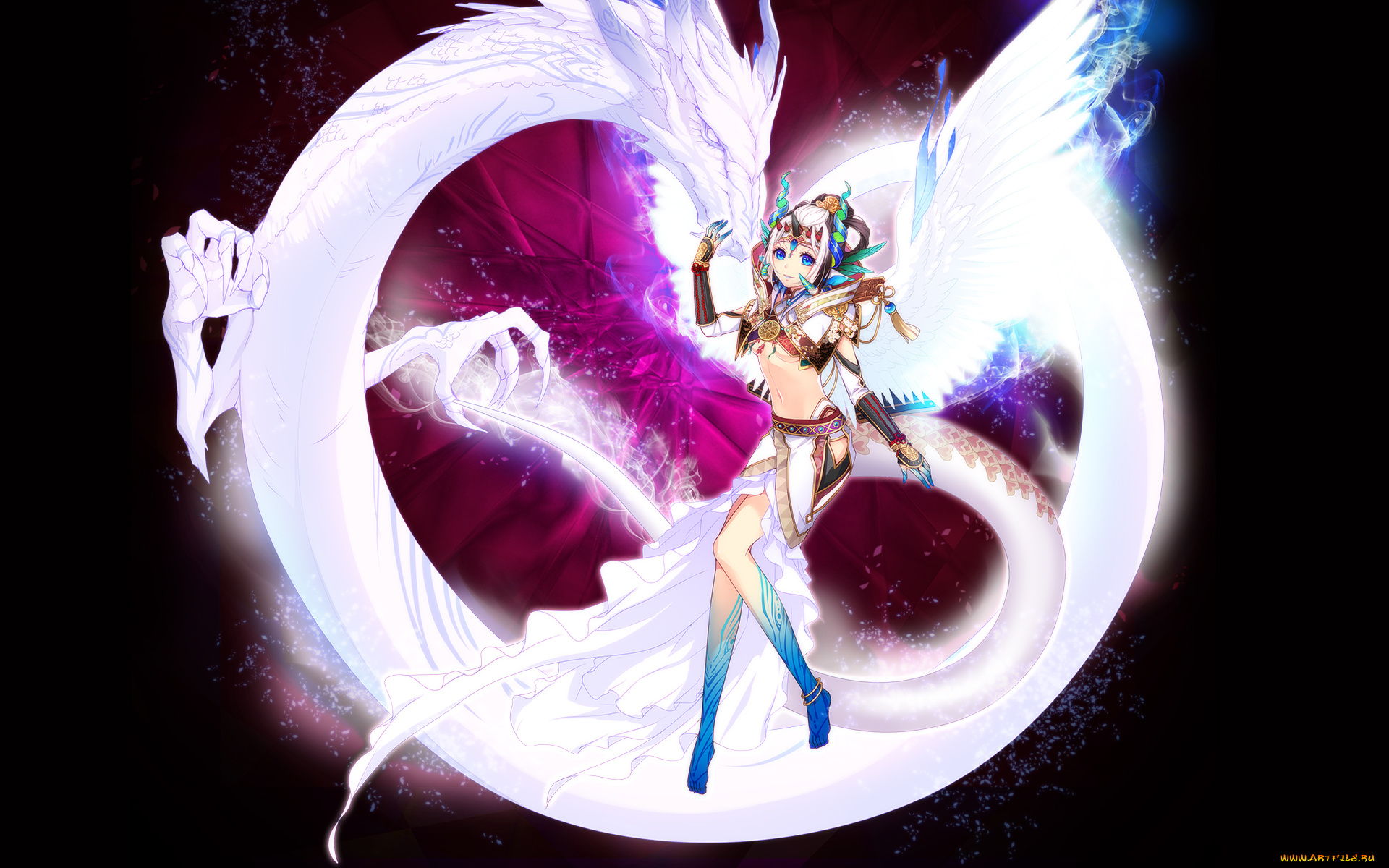 аниме, животные, , существа, девочка, дракон