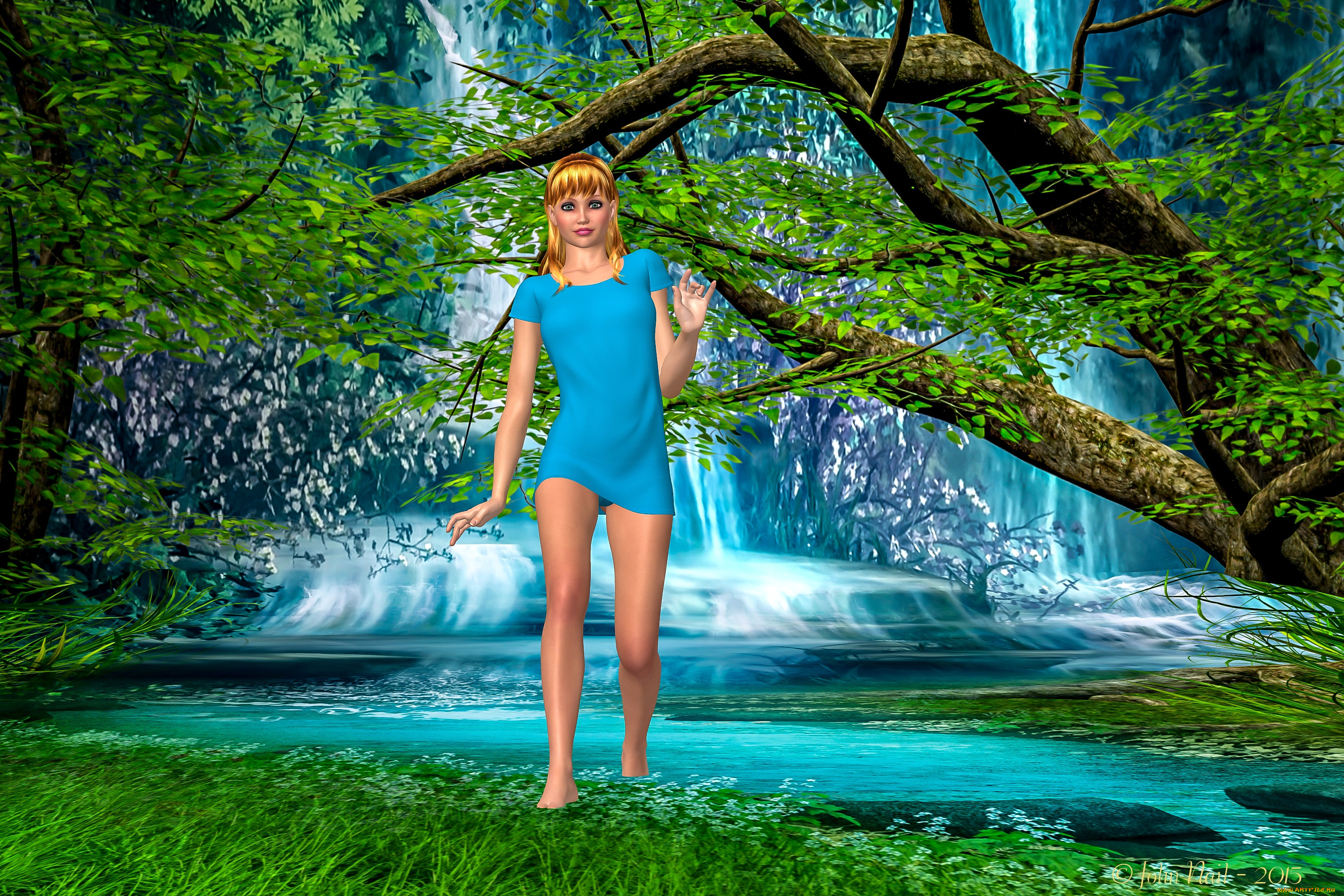 3д, графика, люди, , people, природа, фон, взгляд, девушка