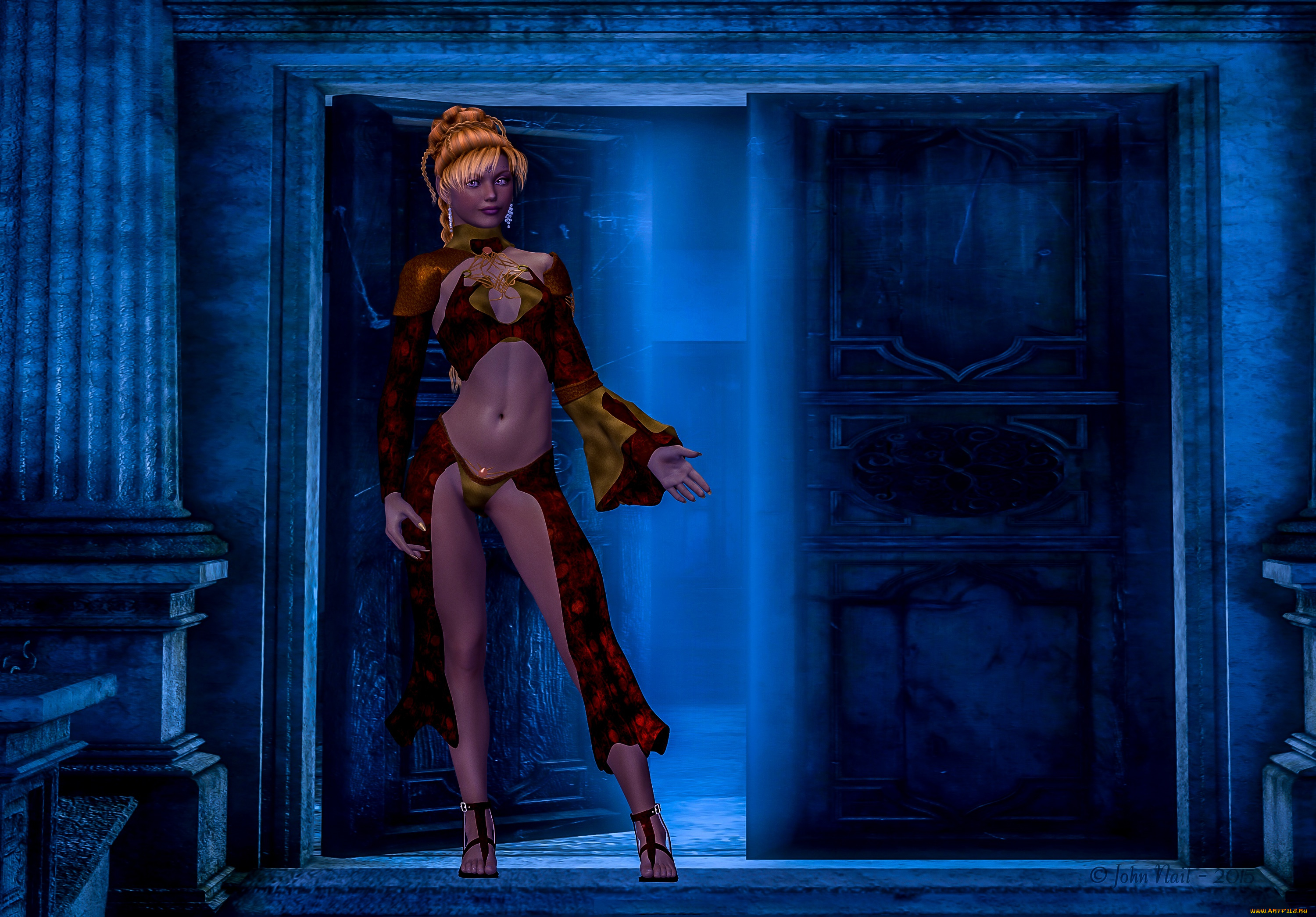 3д, графика, люди, , people, интерьер, фон, девушка, взгляд