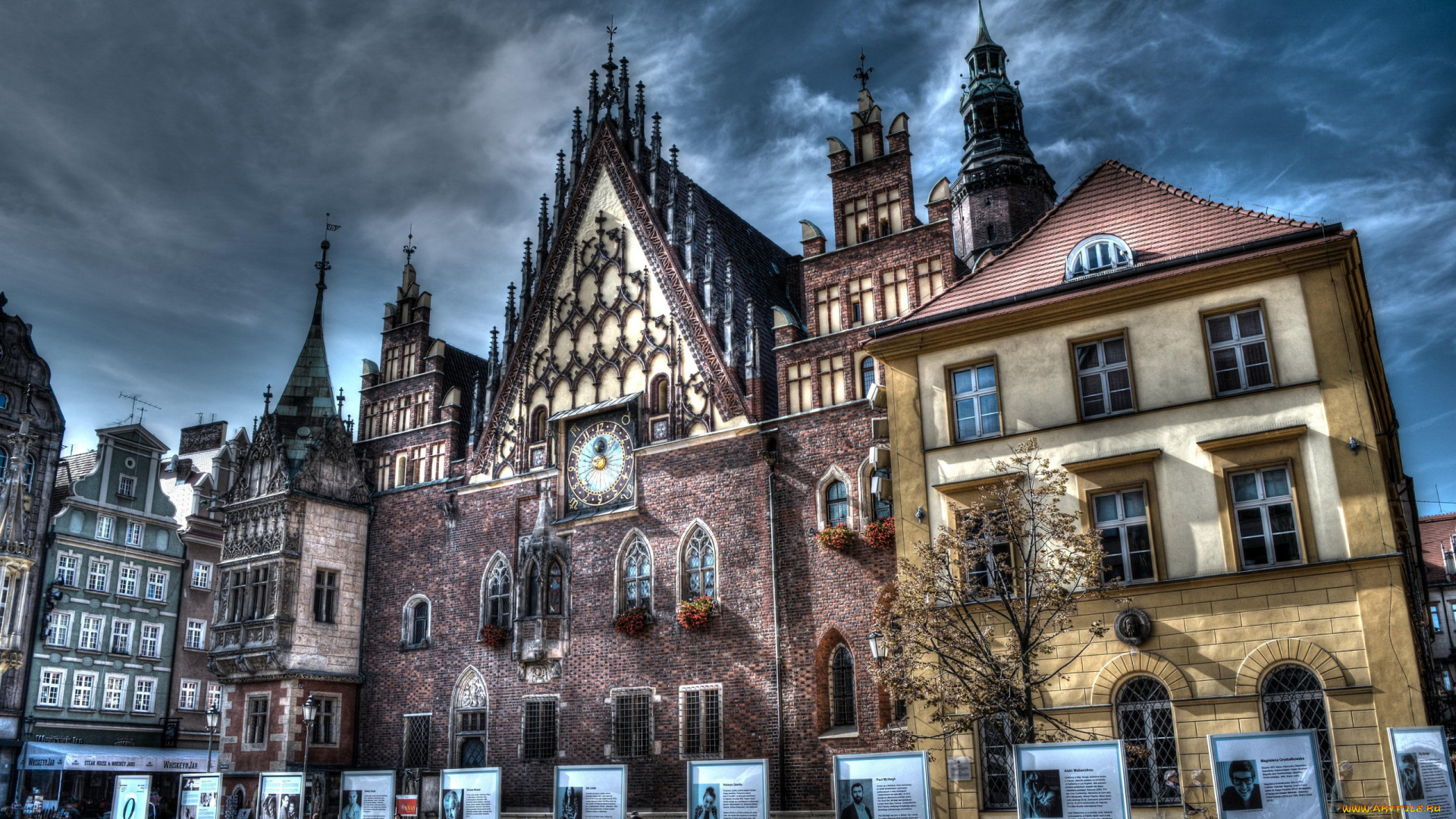 города, вроцлав, , польша, старинные, дома